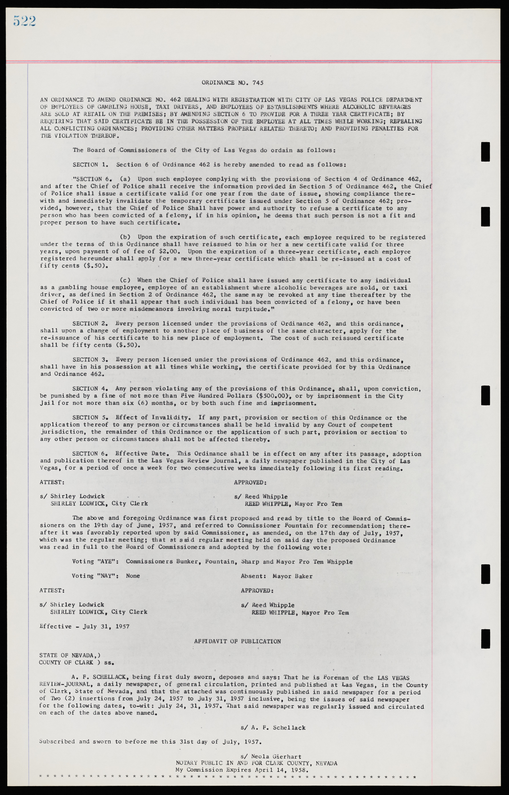 Las Vegas City Ordinances, November 13, 1950 to August 6, 1958, lvc000015-530