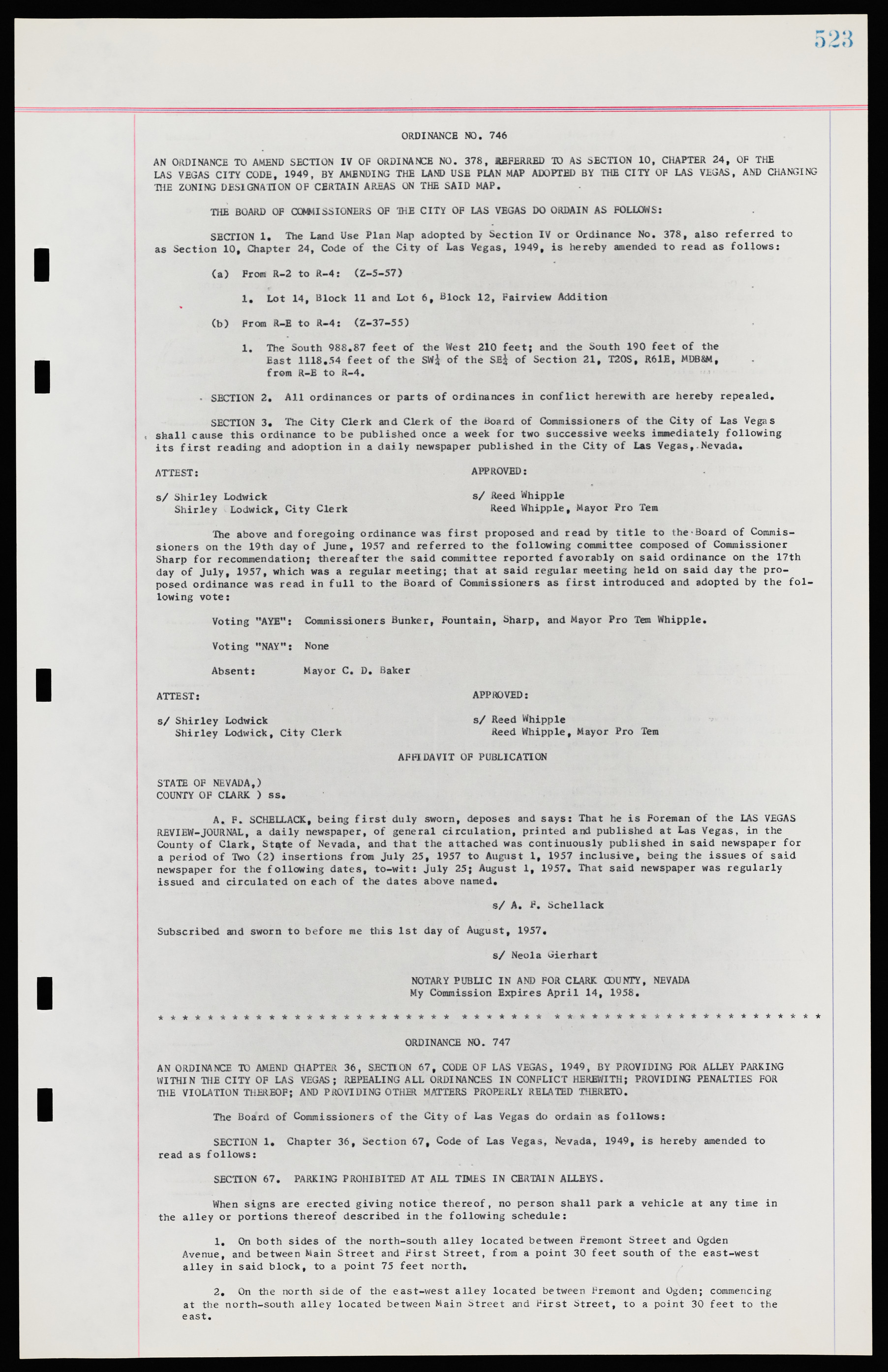 Las Vegas City Ordinances, November 13, 1950 to August 6, 1958, lvc000015-531