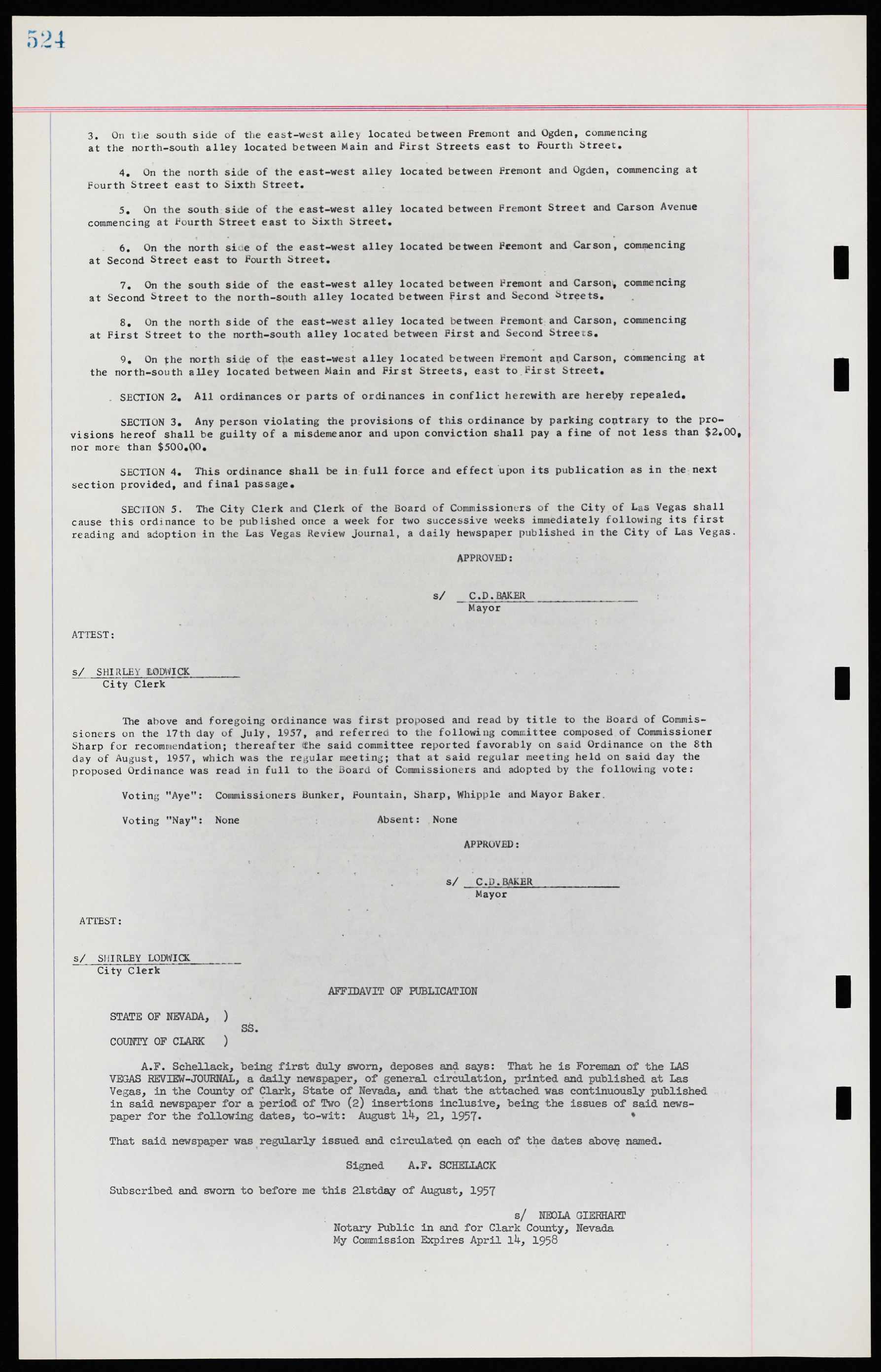 Las Vegas City Ordinances, November 13, 1950 to August 6, 1958, lvc000015-532