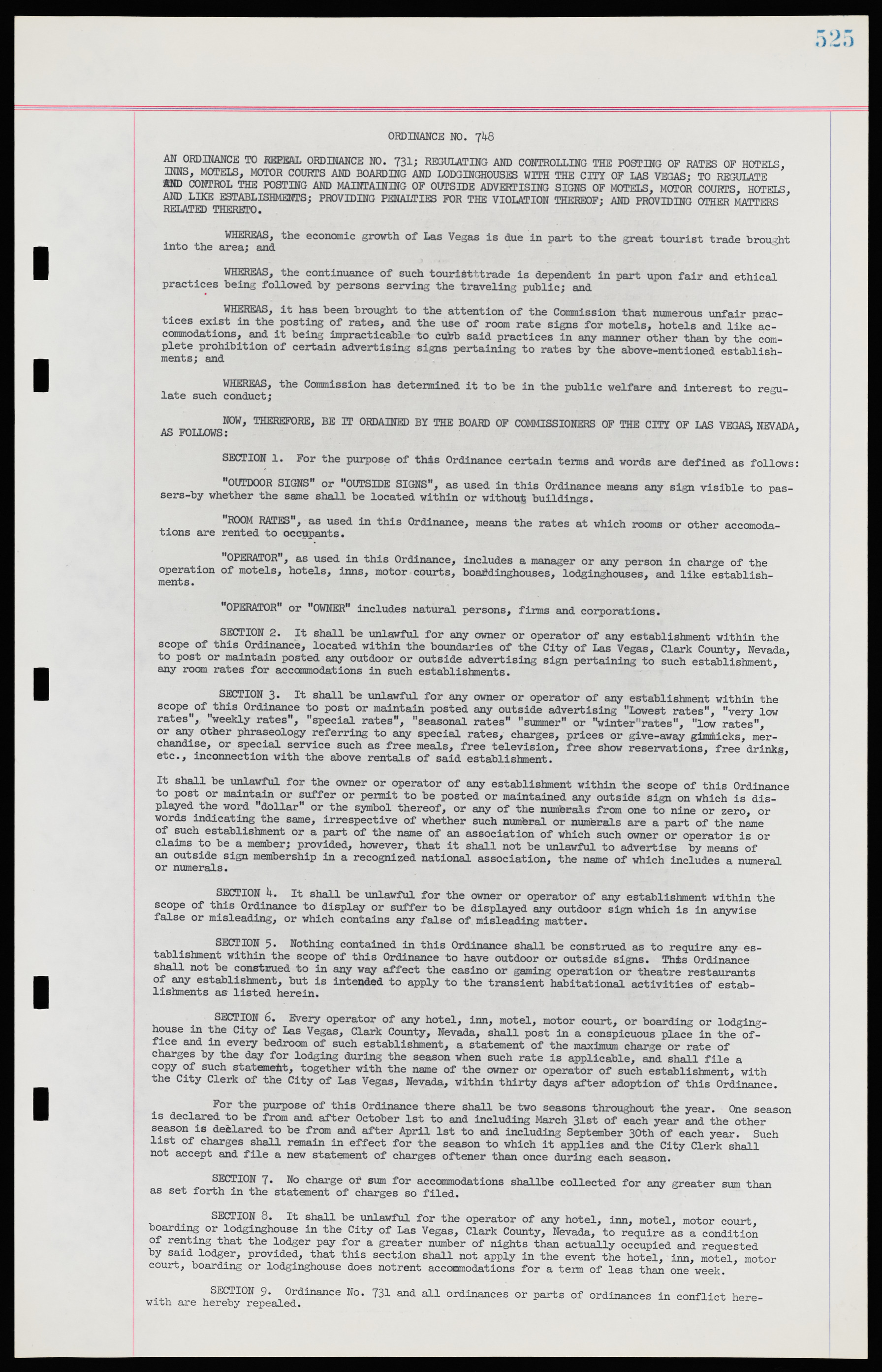 Las Vegas City Ordinances, November 13, 1950 to August 6, 1958, lvc000015-533