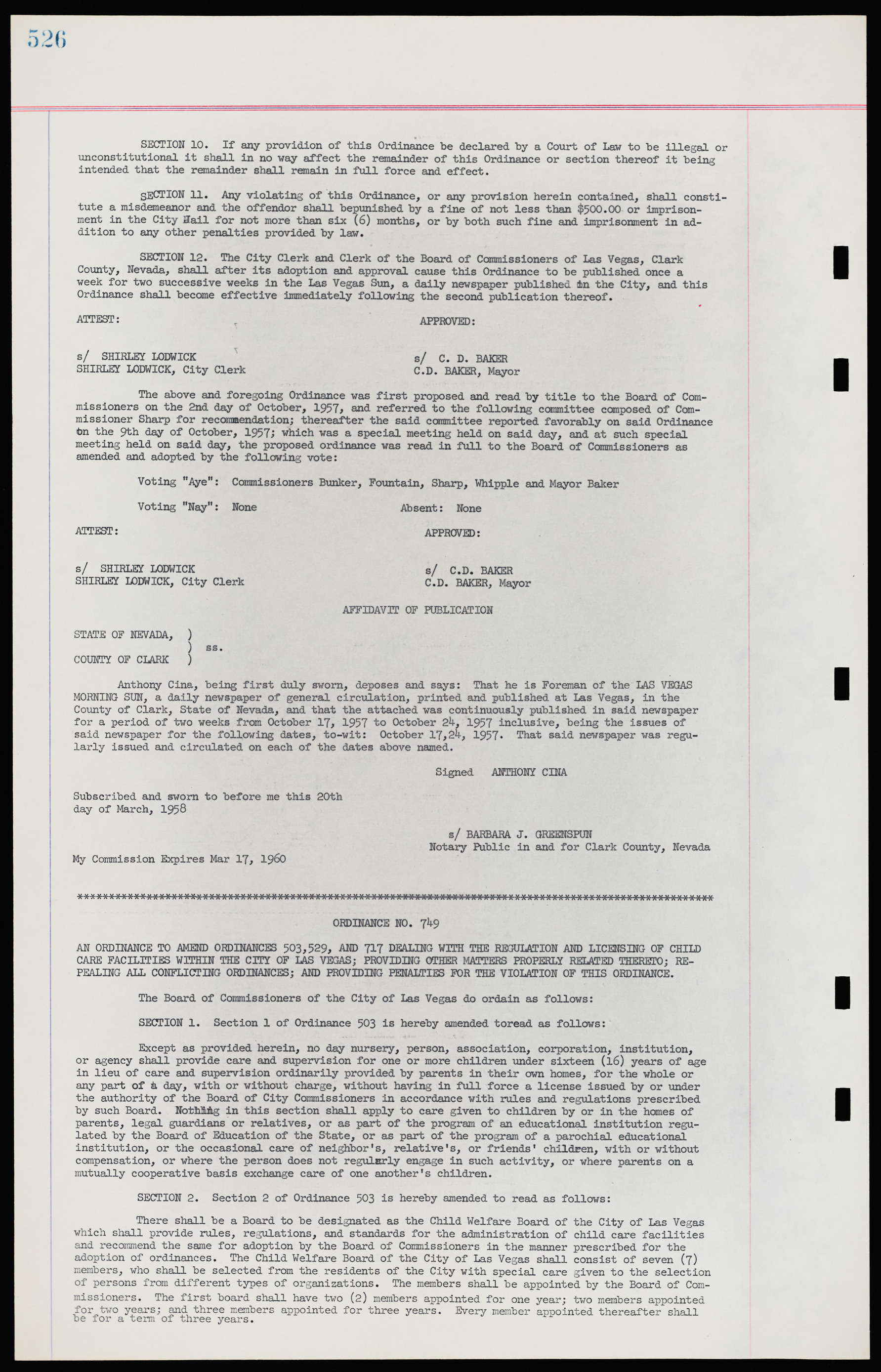 Las Vegas City Ordinances, November 13, 1950 to August 6, 1958, lvc000015-534