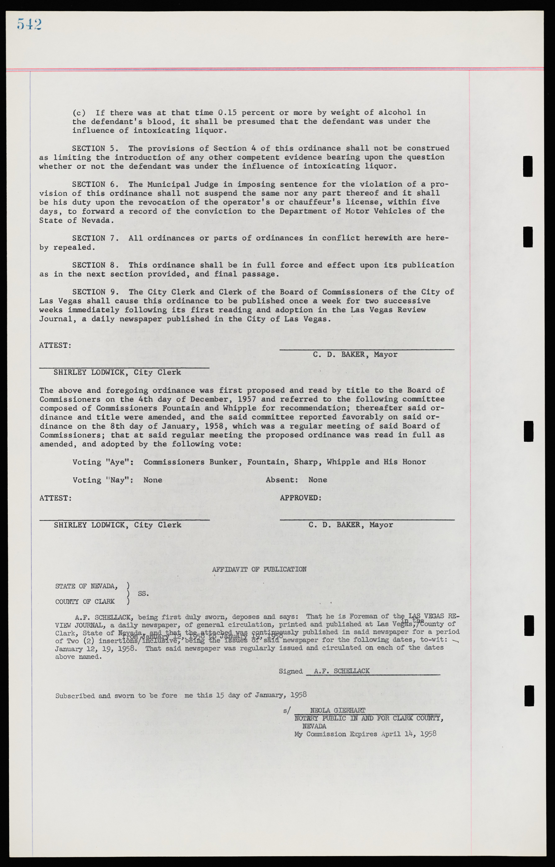 Las Vegas City Ordinances, November 13, 1950 to August 6, 1958, lvc000015-550