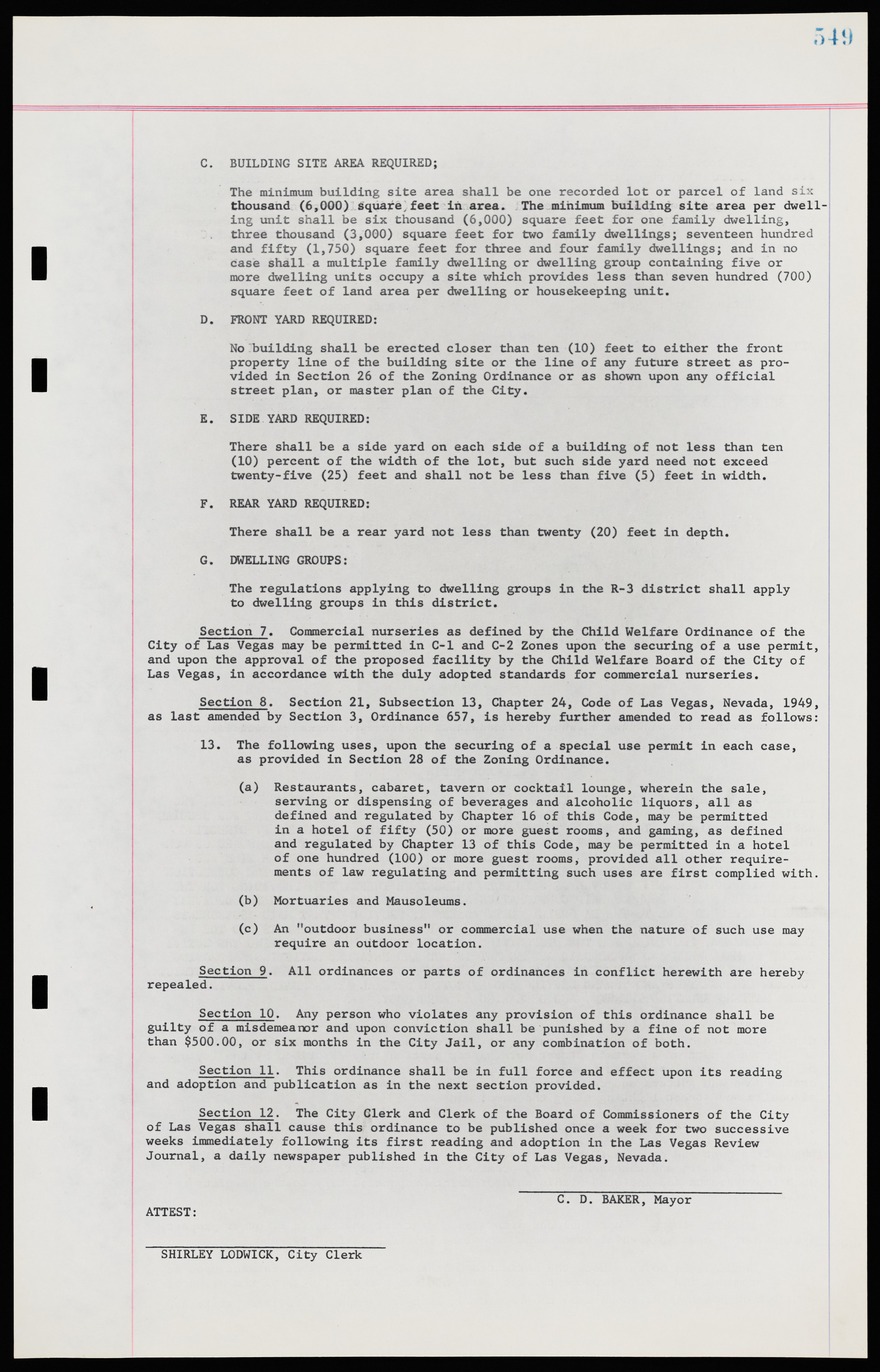 Las Vegas City Ordinances, November 13, 1950 to August 6, 1958, lvc000015-557