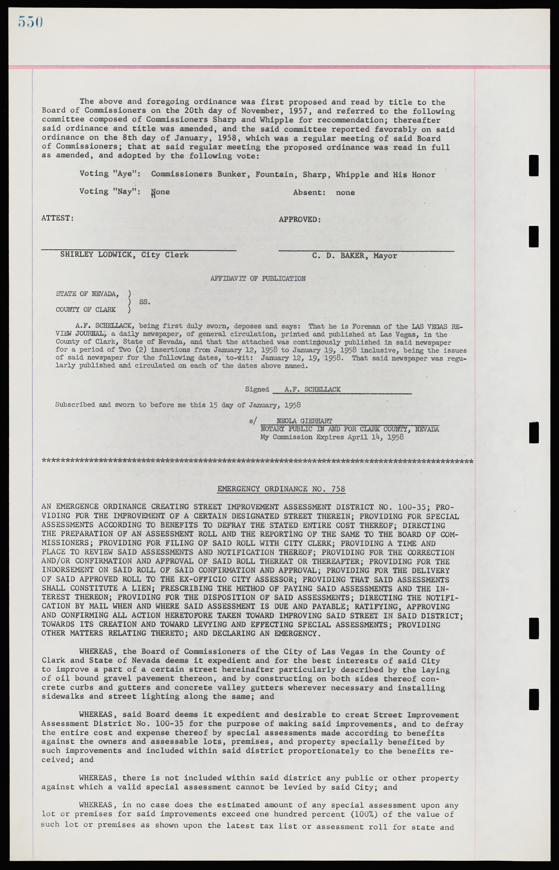 Las Vegas City Ordinances, November 13, 1950 to August 6, 1958, lvc000015-558