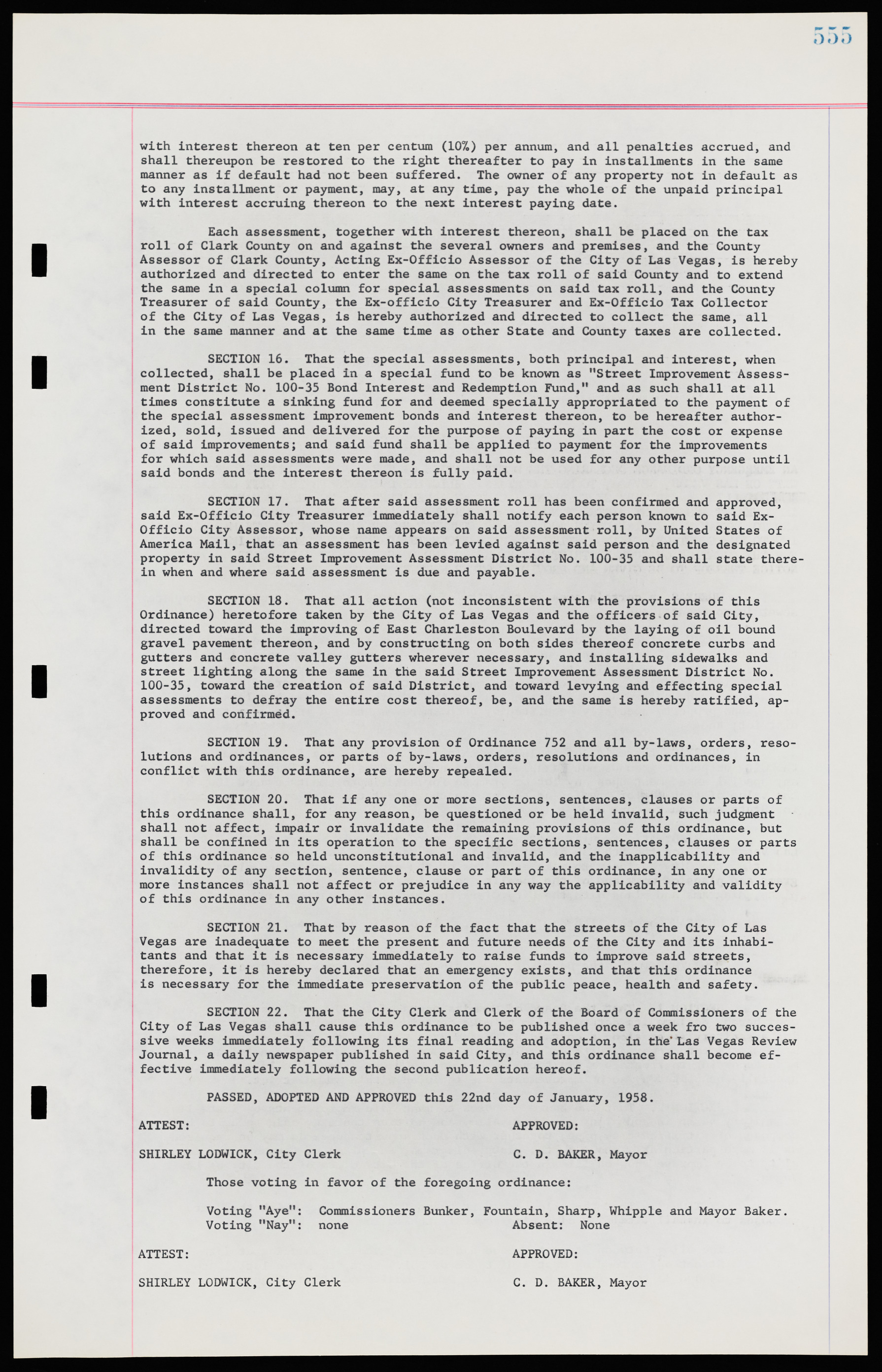 Las Vegas City Ordinances, November 13, 1950 to August 6, 1958, lvc000015-563