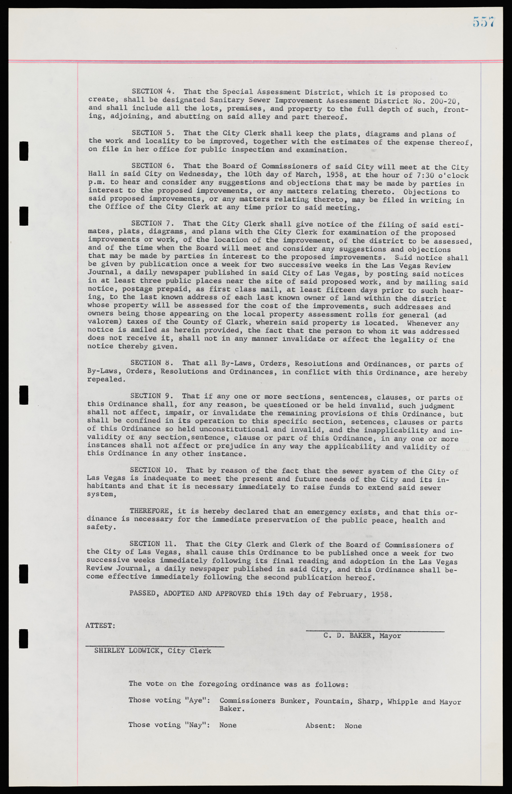 Las Vegas City Ordinances, November 13, 1950 to August 6, 1958, lvc000015-565