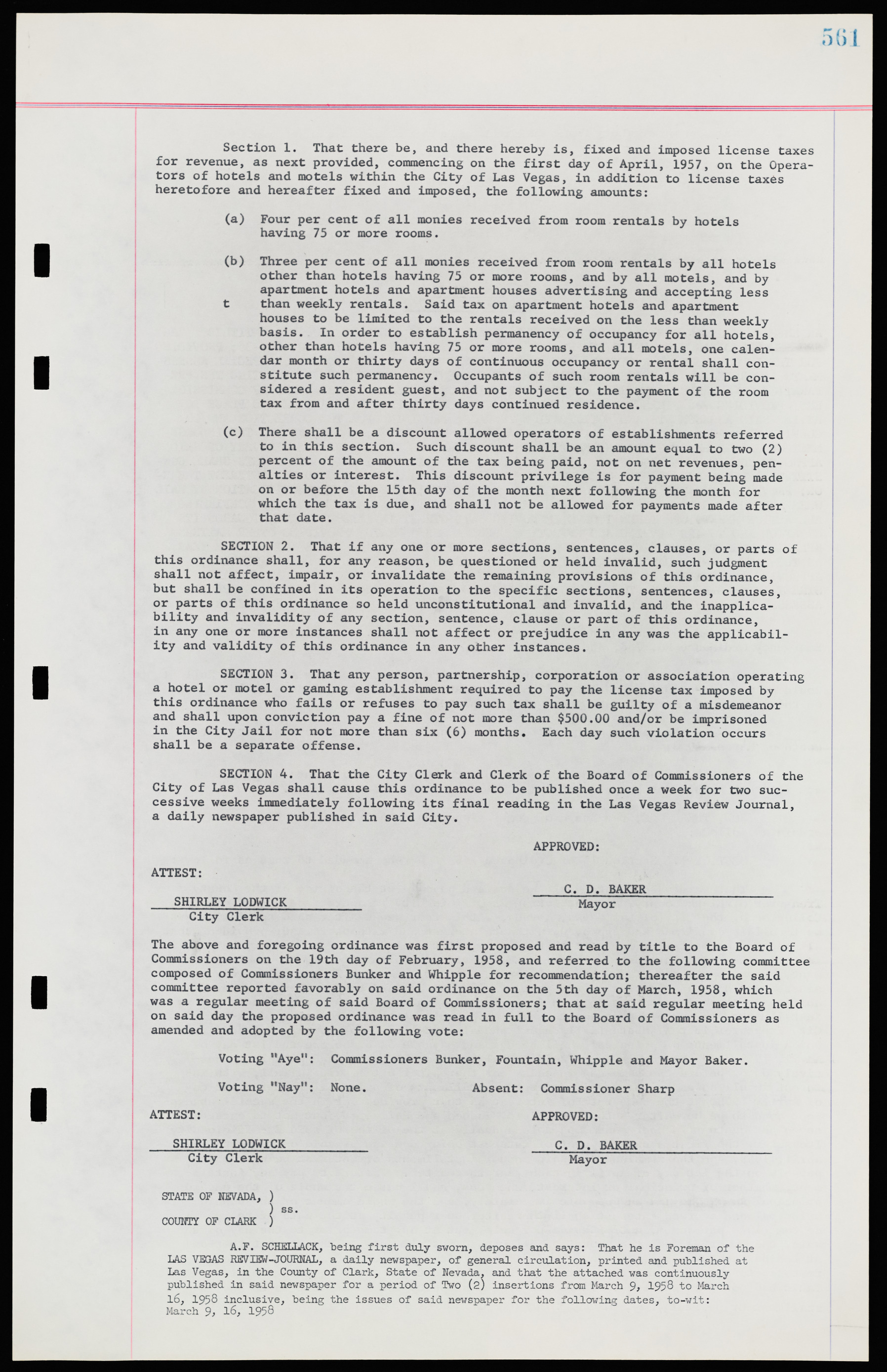 Las Vegas City Ordinances, November 13, 1950 to August 6, 1958, lvc000015-569