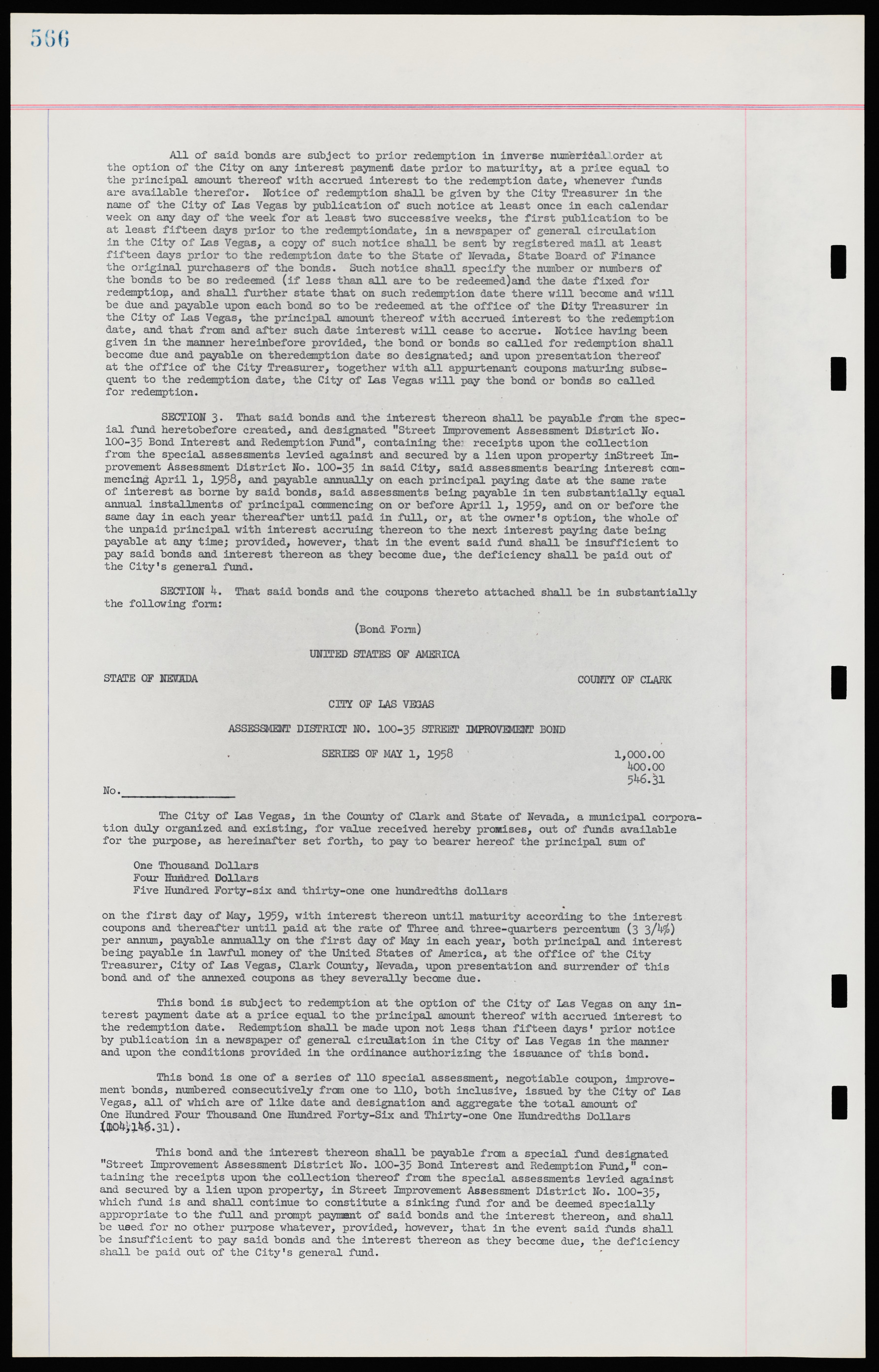 Las Vegas City Ordinances, November 13, 1950 to August 6, 1958, lvc000015-574