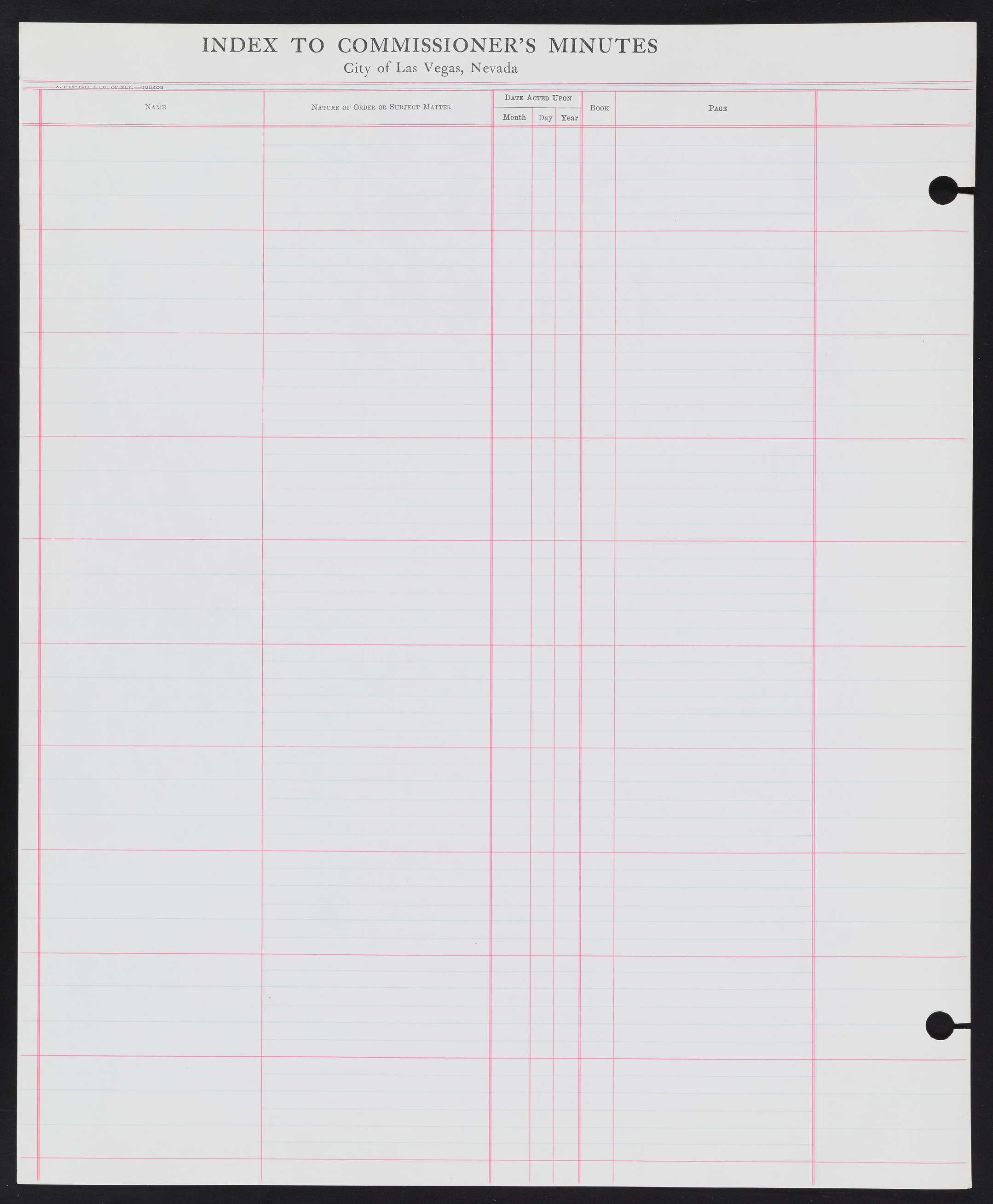 Las Vegas City Commission Minutes Index 1, 1911-1960: documents, item 208