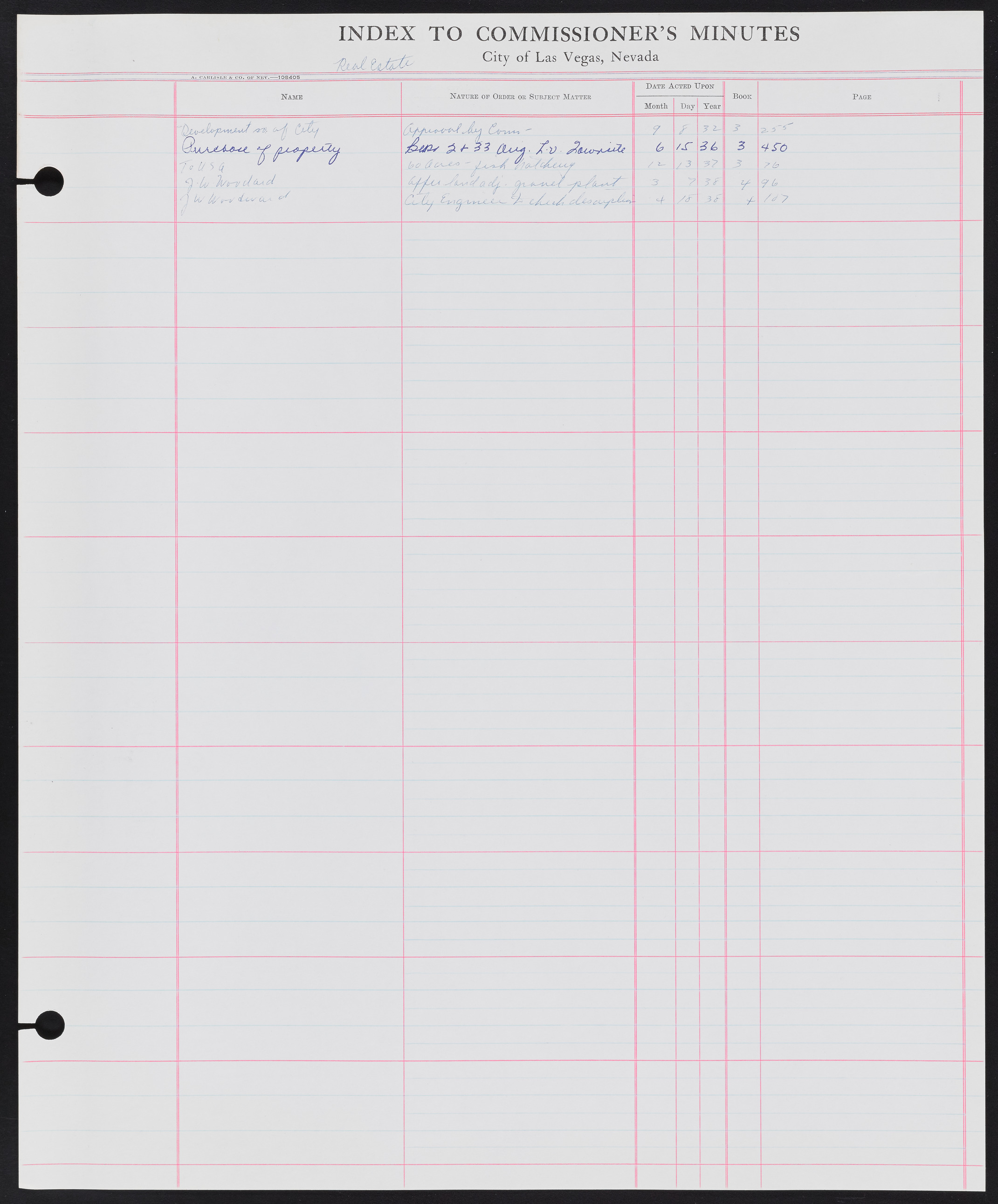 Las Vegas City Commission Minutes Index 1, 1911-1960: documents, item 240