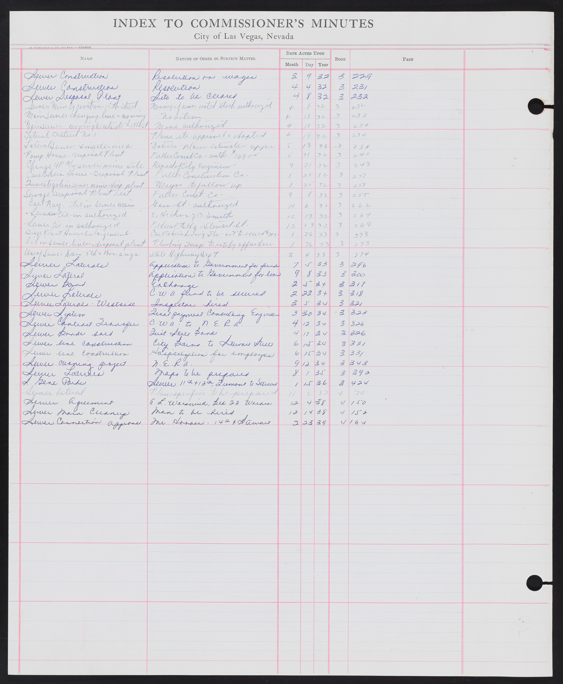 Las Vegas City Commission Minutes Index 1, 1911-1960: documents, item 303