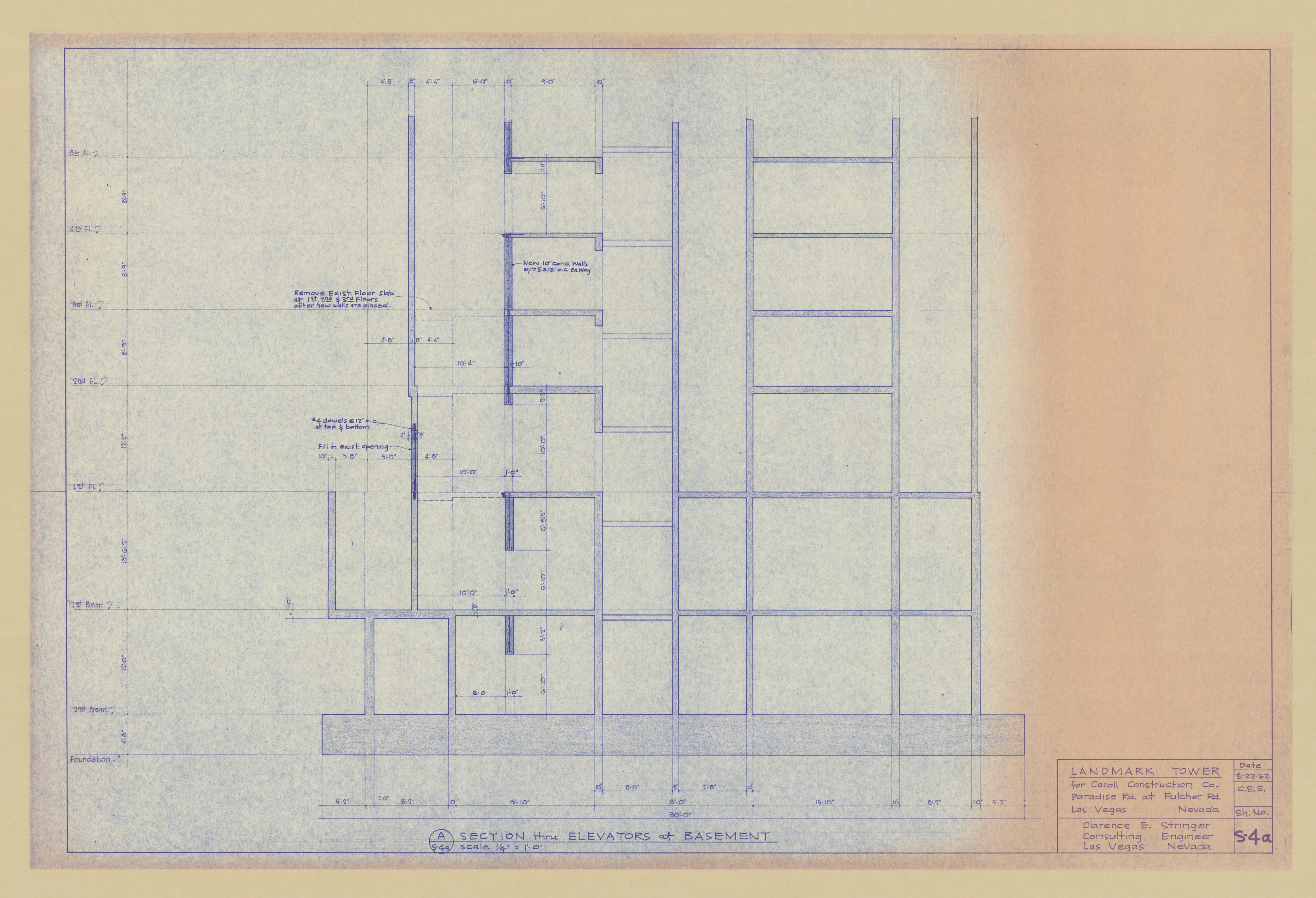 Original Landmark Tower structural drawings, sheets S1-S105: architectural drawings, image 004
