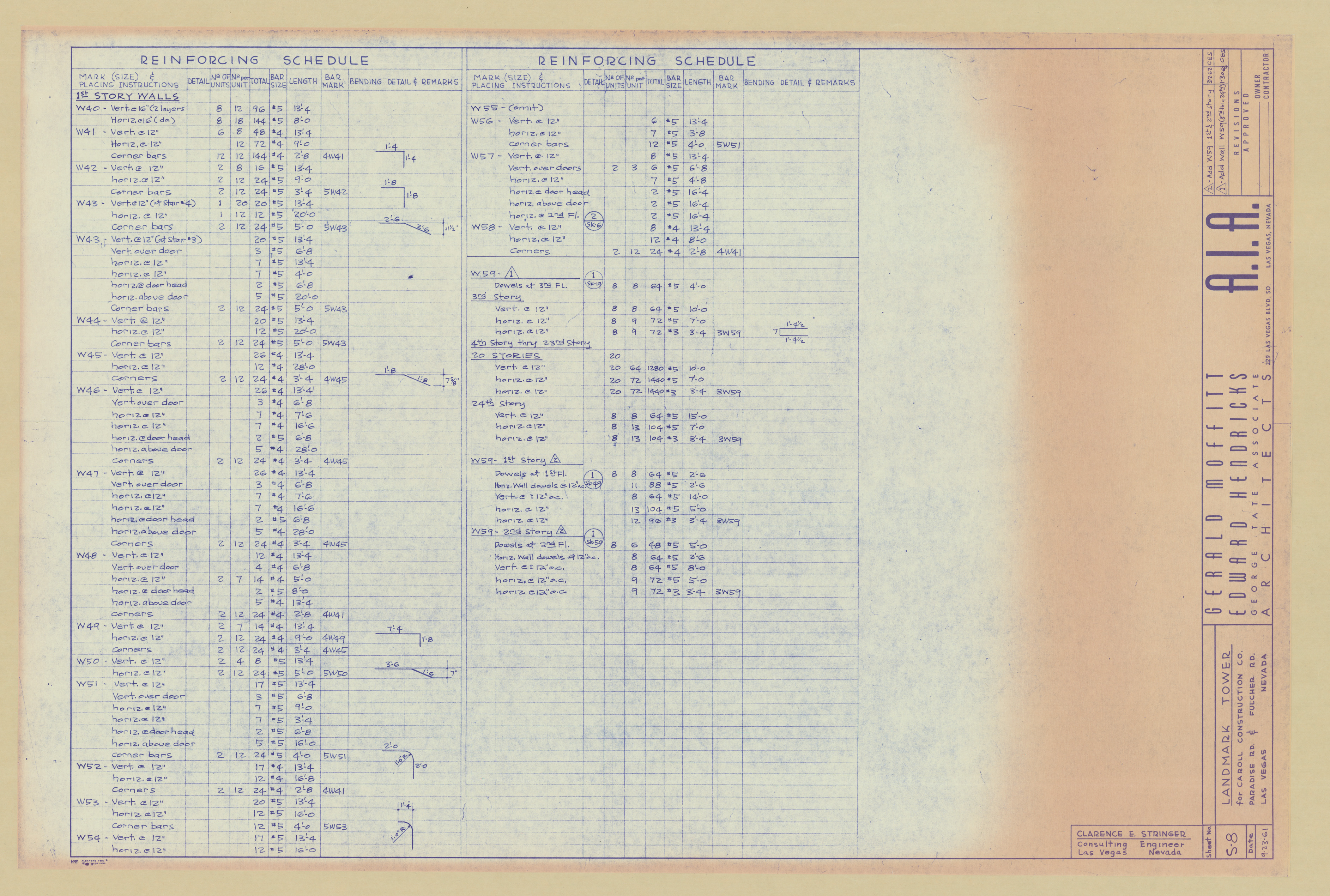 Original Landmark Tower structural drawings, sheets S1-S105: architectural drawings, image 008