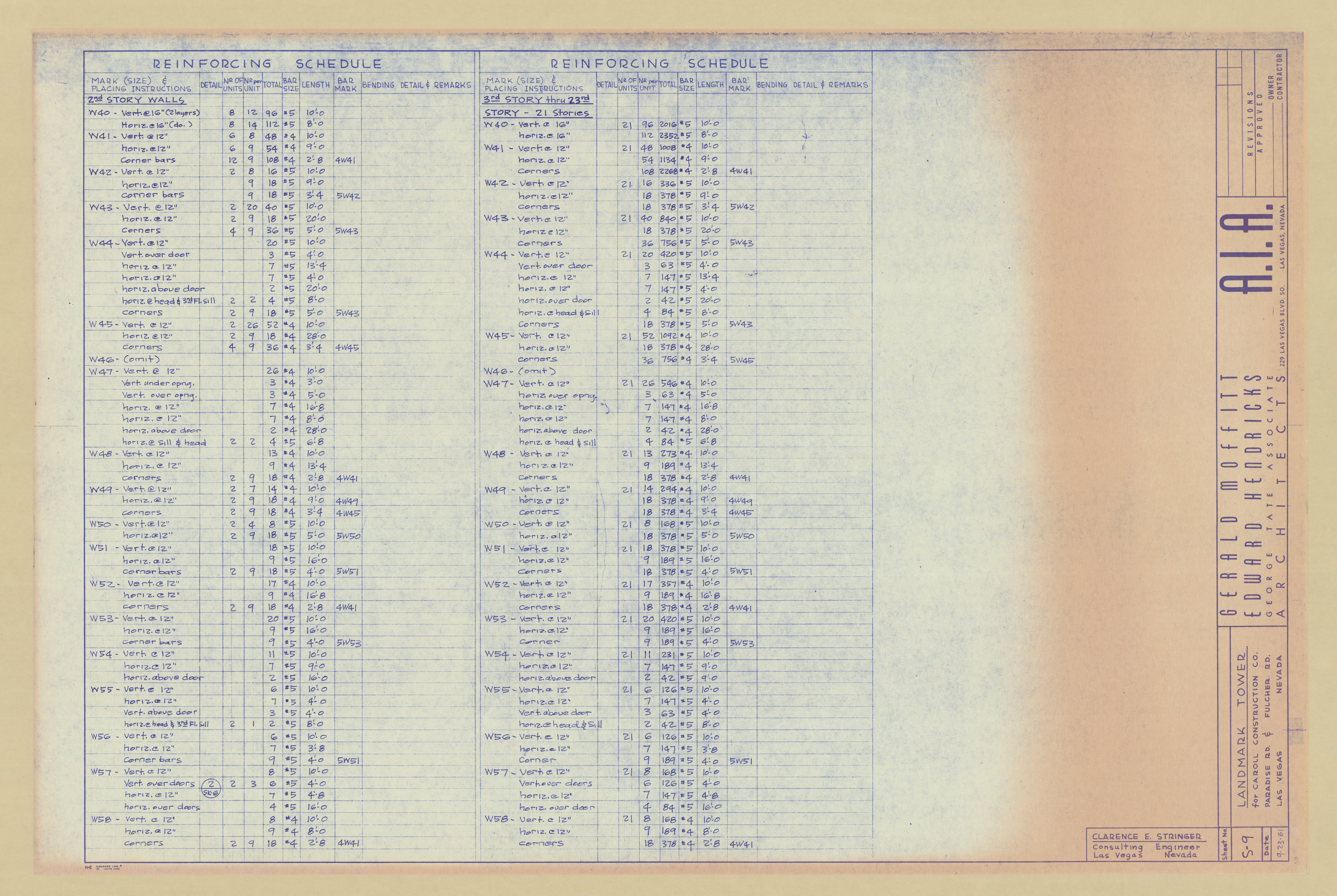 Original Landmark Tower structural drawings, sheets S1-S105: architectural drawings, image 009