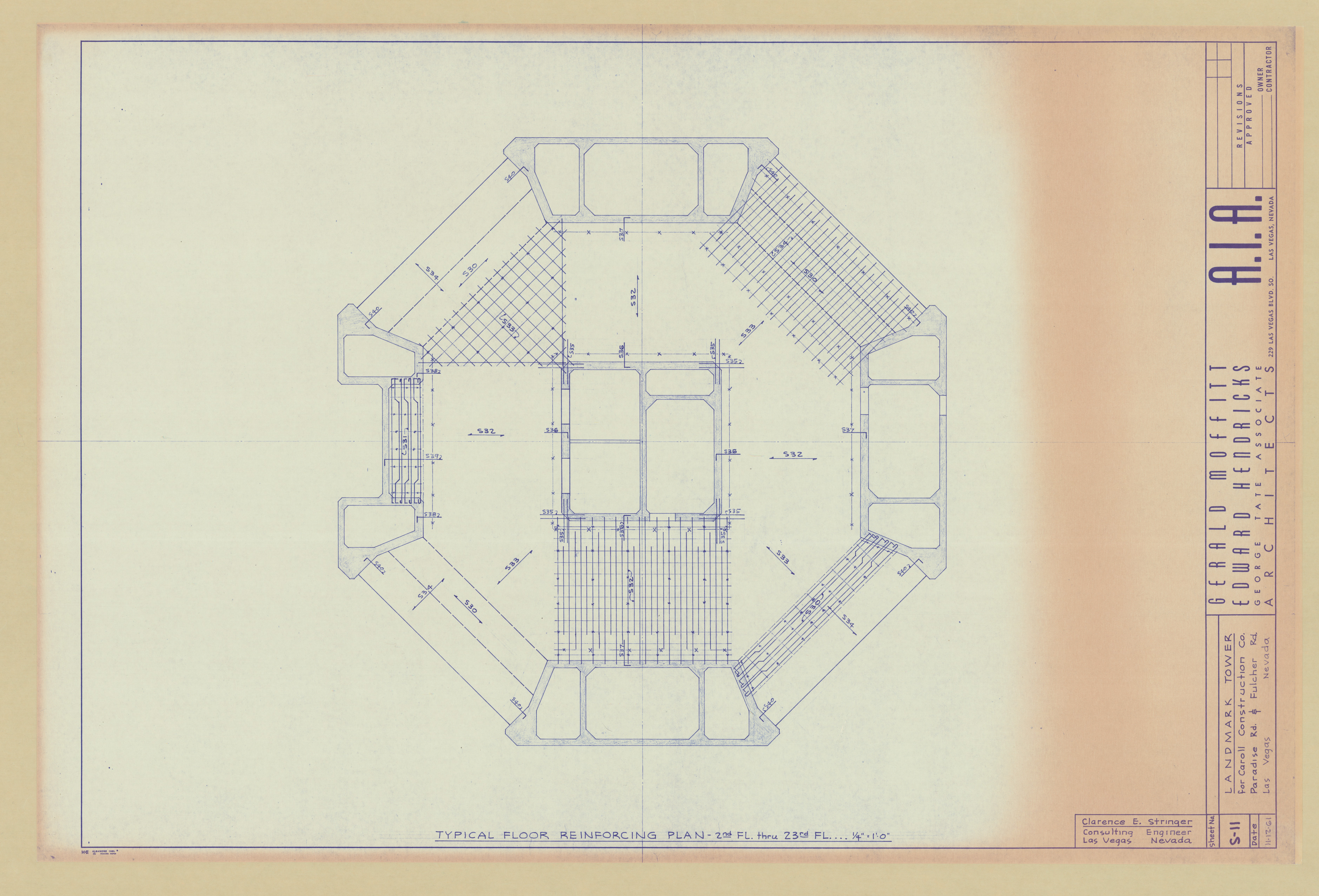 Original Landmark Tower structural drawings, sheets S1-S105: architectural drawings, image 011