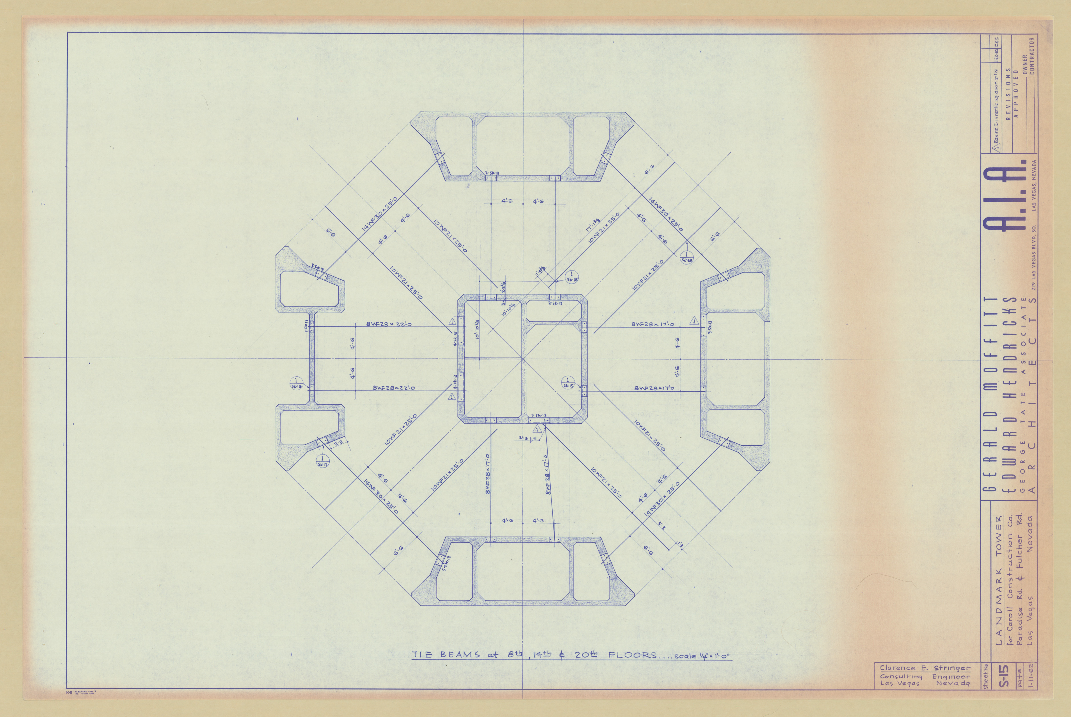 Original Landmark Tower structural drawings, sheets S1-S105: architectural drawings, image 016