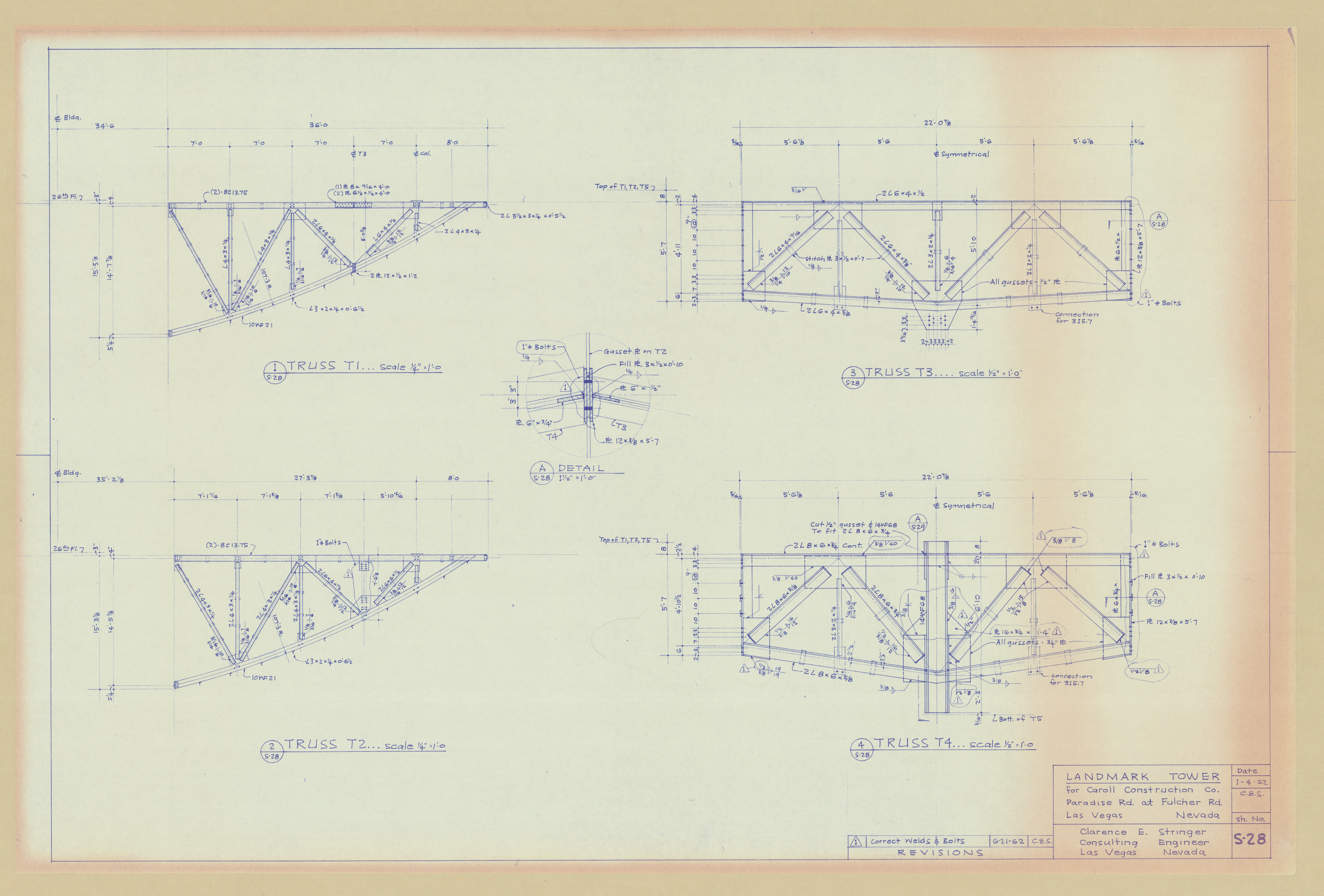 Original Landmark Tower structural drawings, sheets S1-S105: architectural drawings, image 019