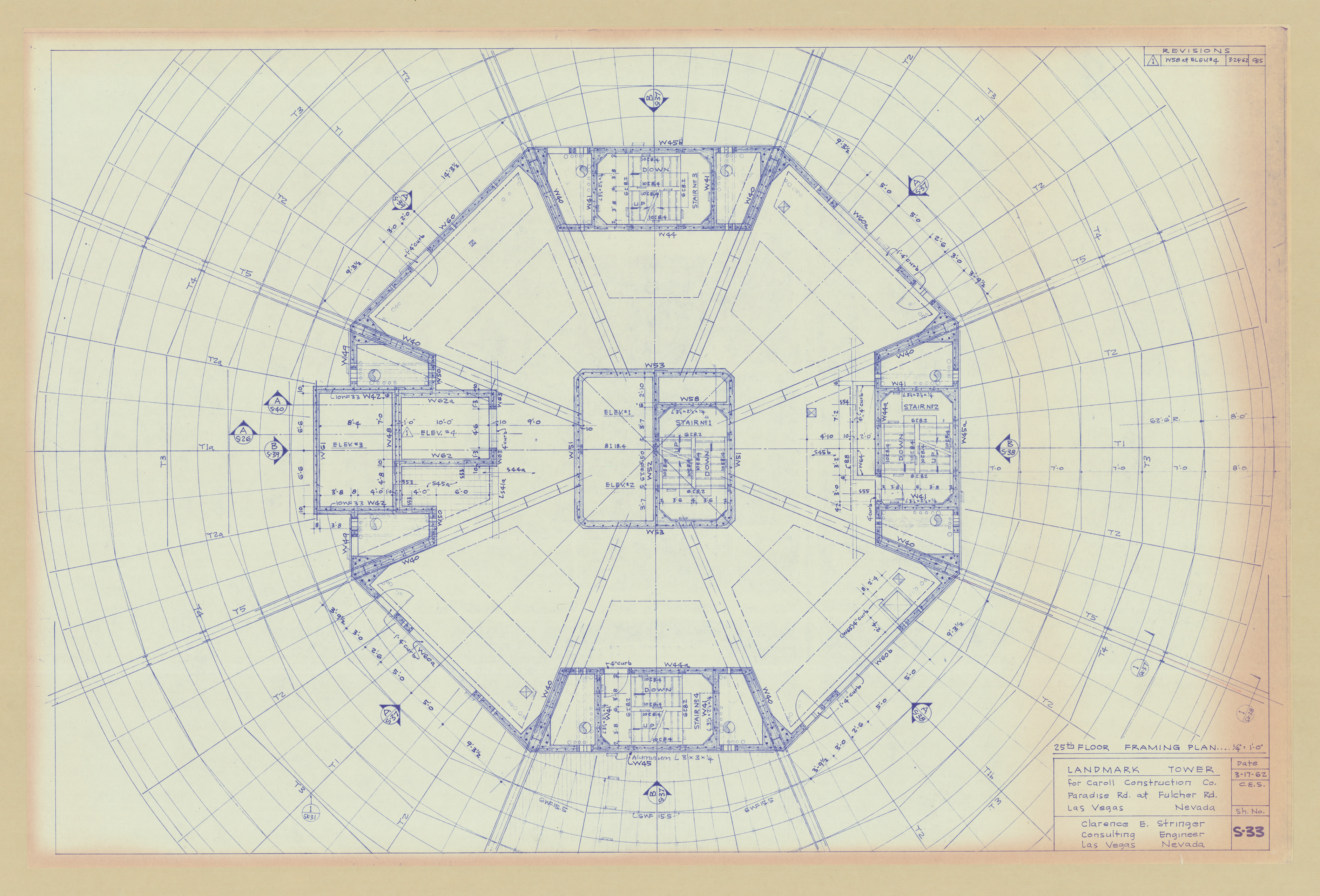 Original Landmark Tower structural drawings, sheets S1-S105: architectural drawings, image 021