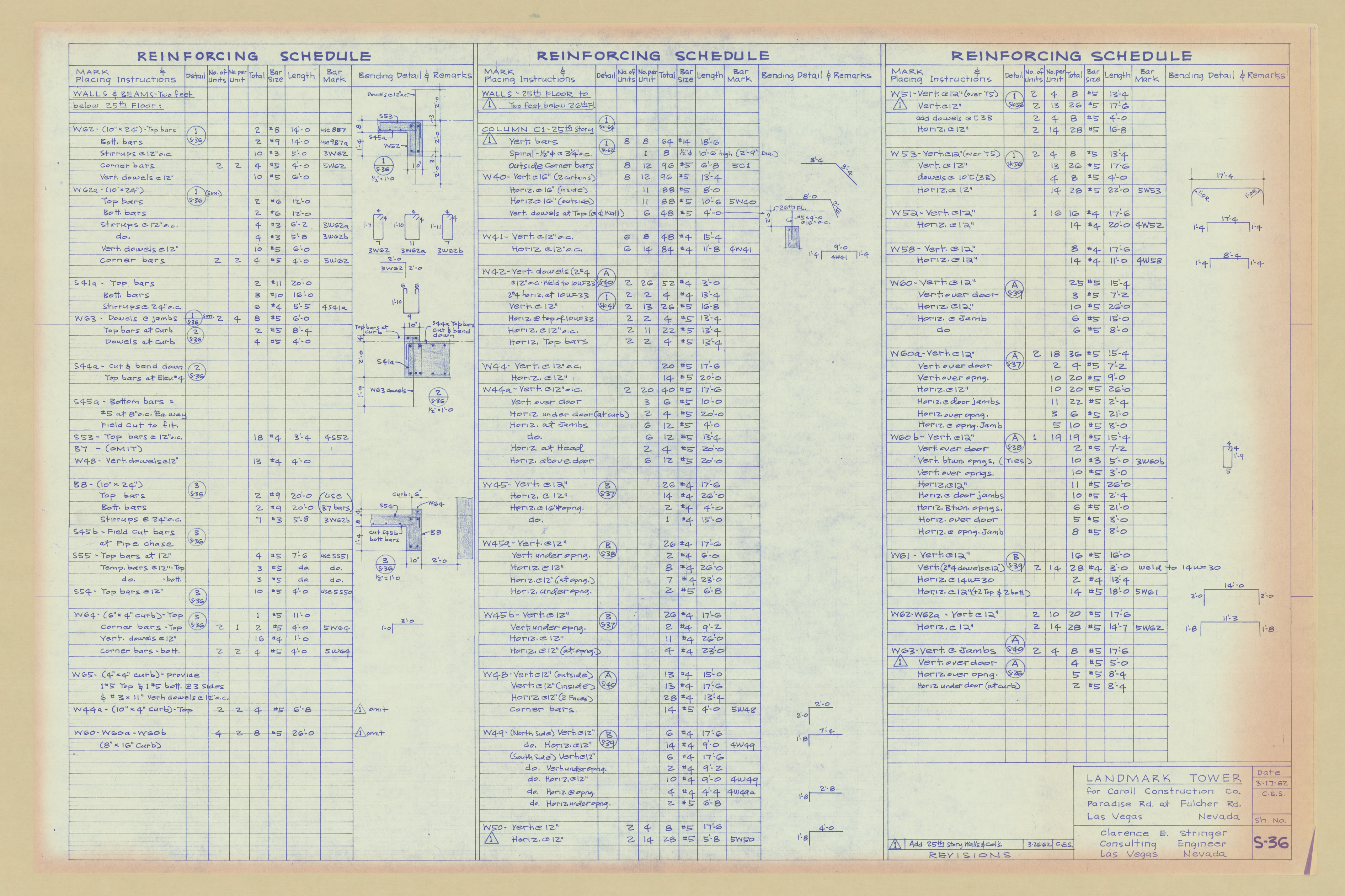 Original Landmark Tower structural drawings, sheets S1-S105: architectural drawings, image 023