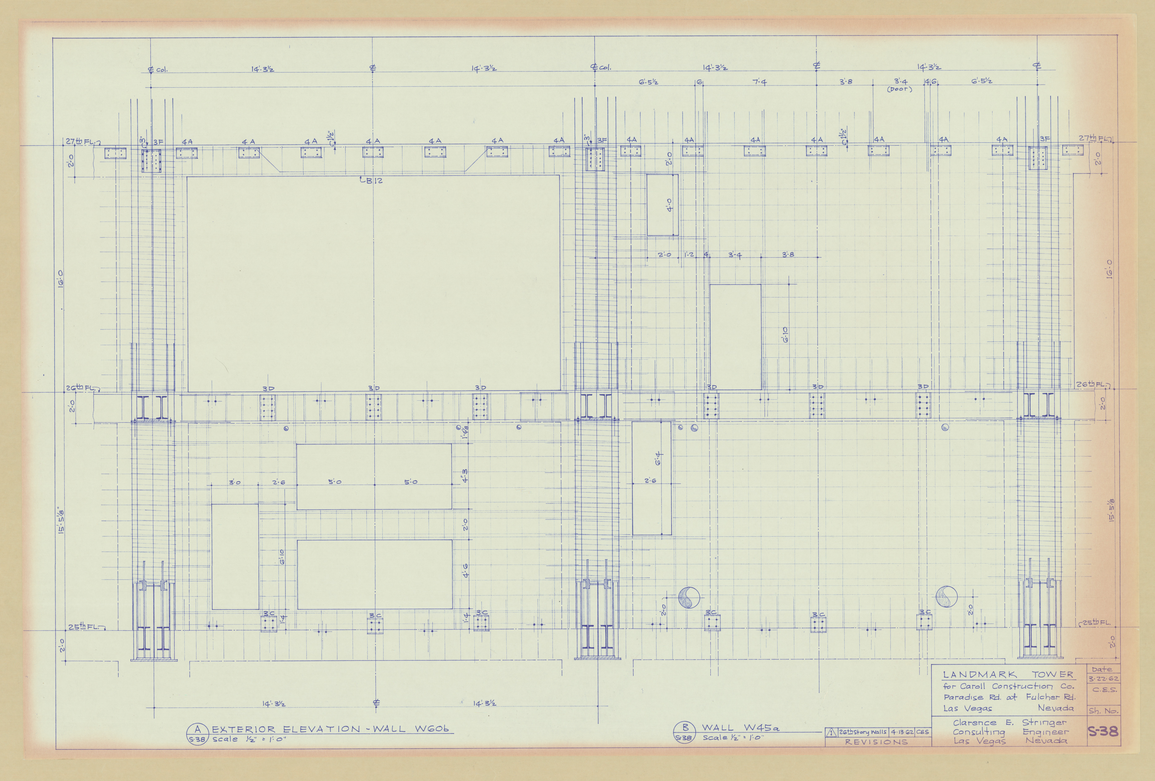 Original Landmark Tower structural drawings, sheets S1-S105: architectural drawings, image 026