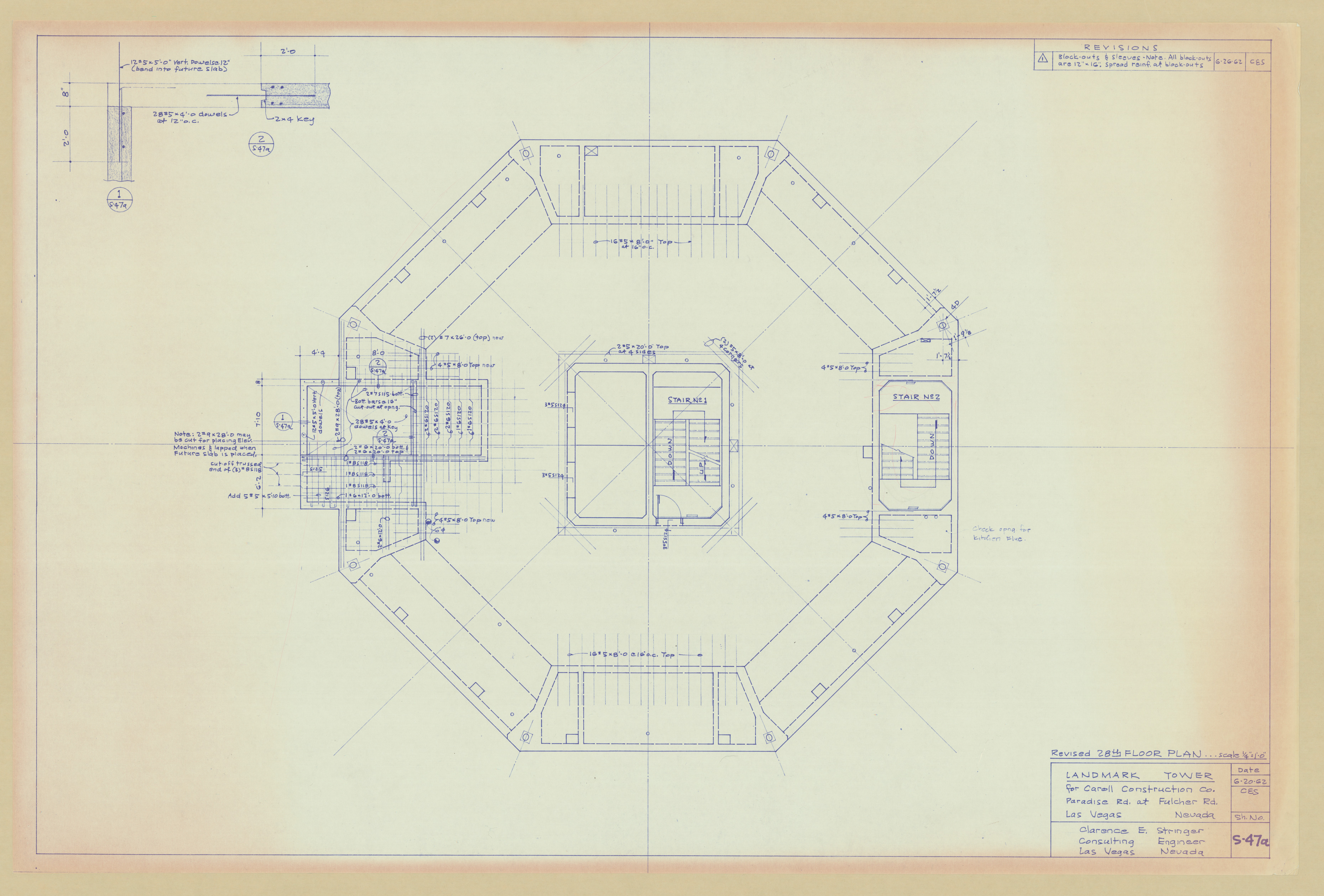 Original Landmark Tower structural drawings, sheets S1-S105: architectural drawings, image 038