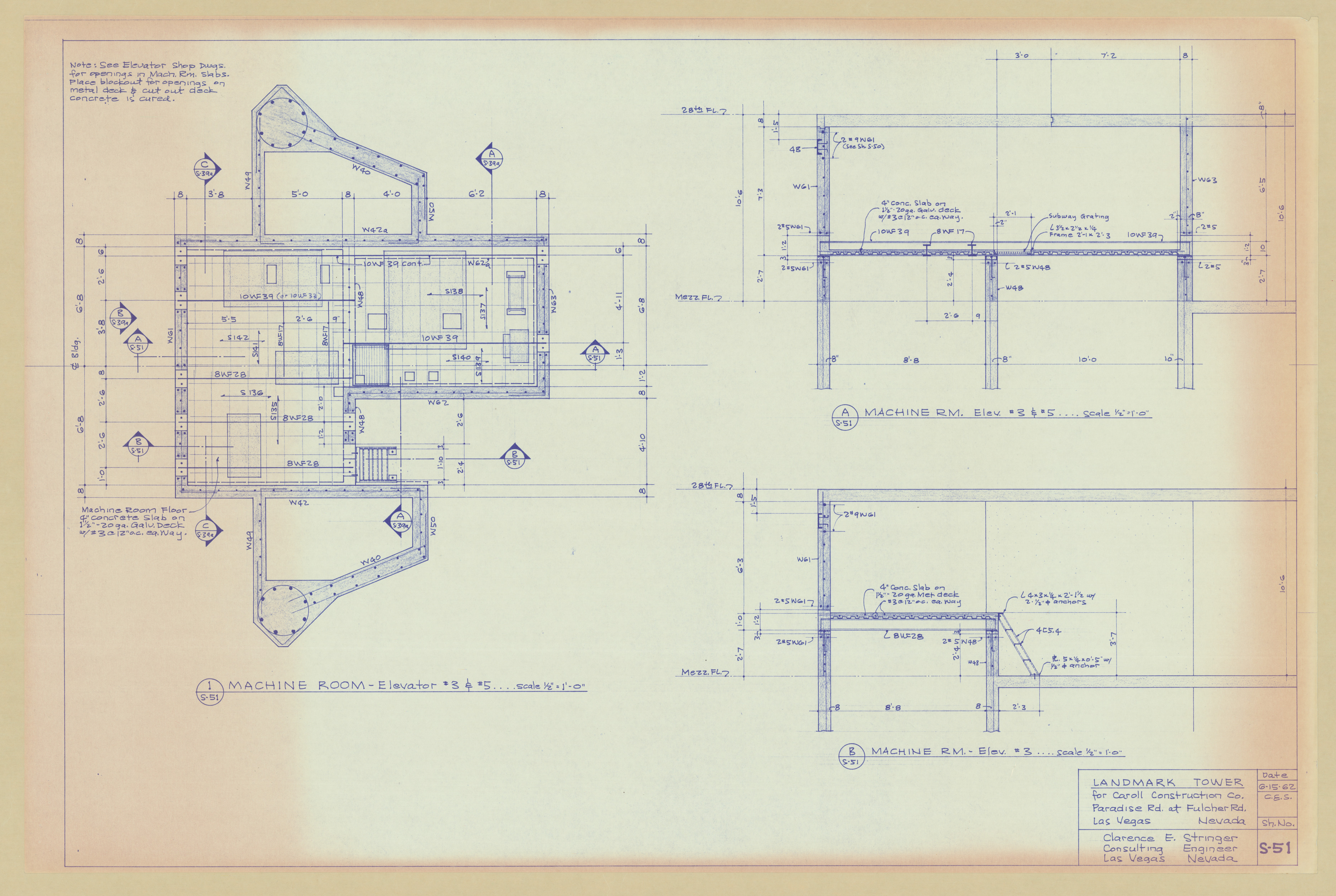 Original Landmark Tower structural drawings, sheets S1-S105: architectural drawings, image 042