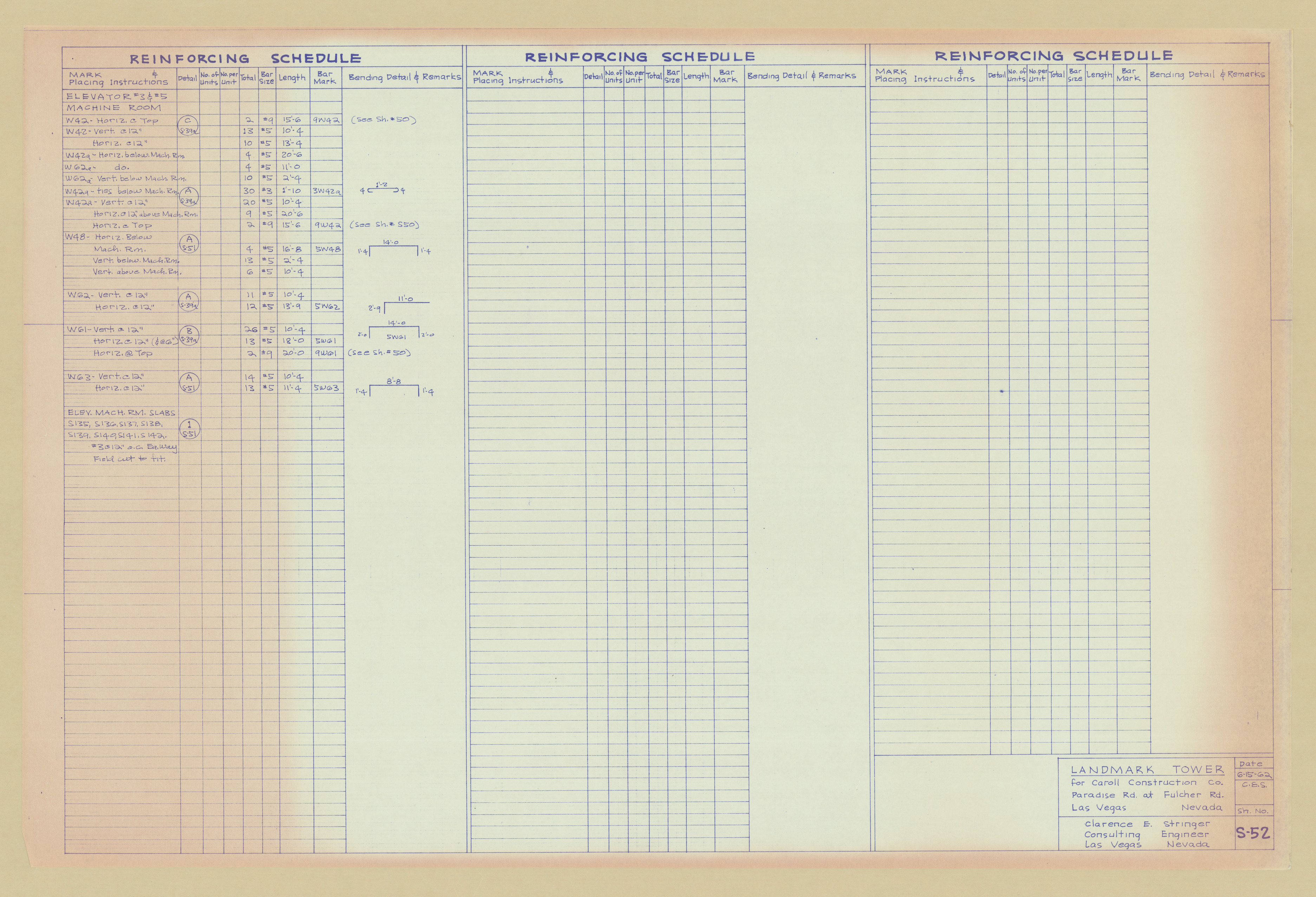 Original Landmark Tower structural drawings, sheets S1-S105: architectural drawings, image 044