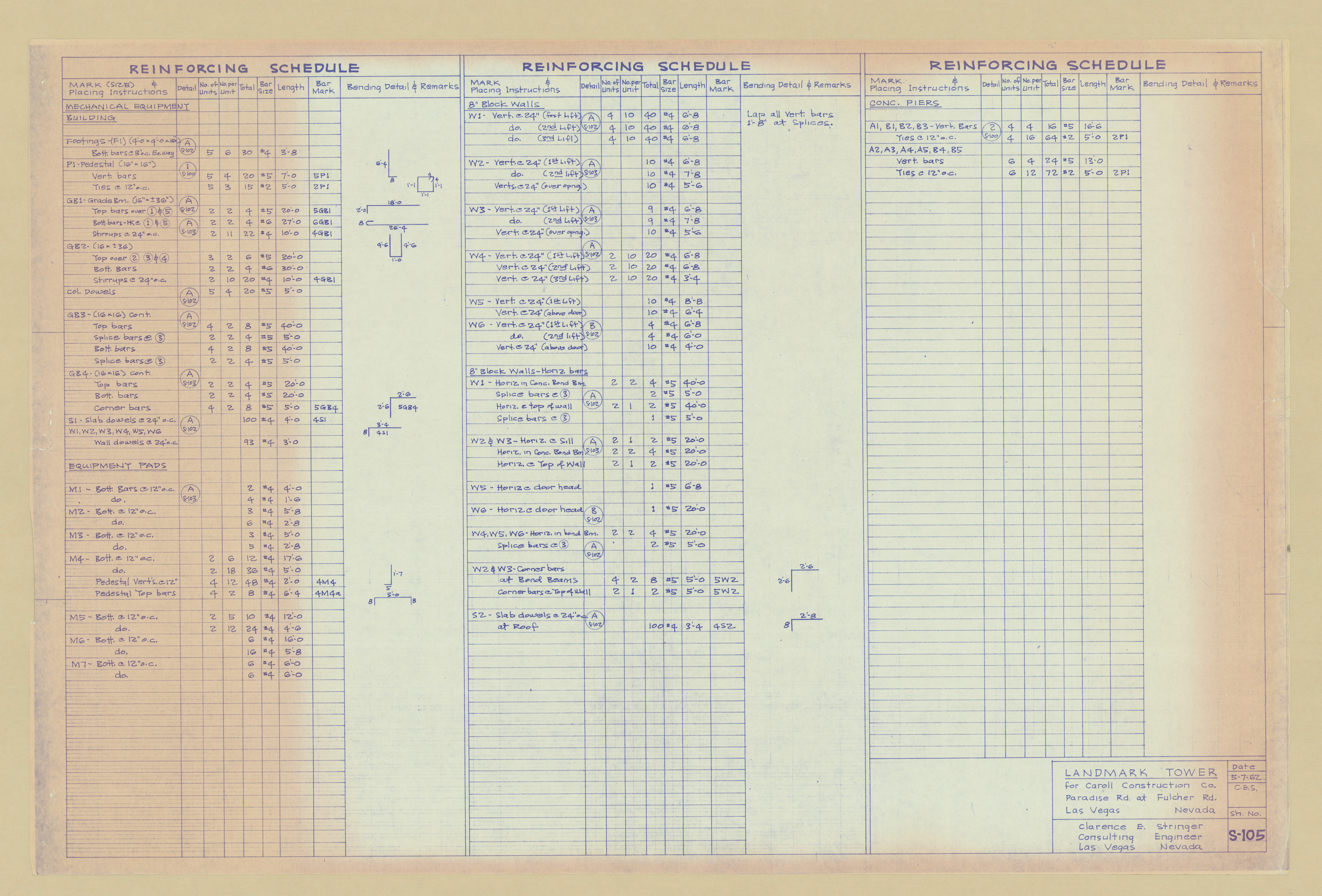 Original Landmark Tower structural drawings, sheets S1-S105: architectural drawings, image 051