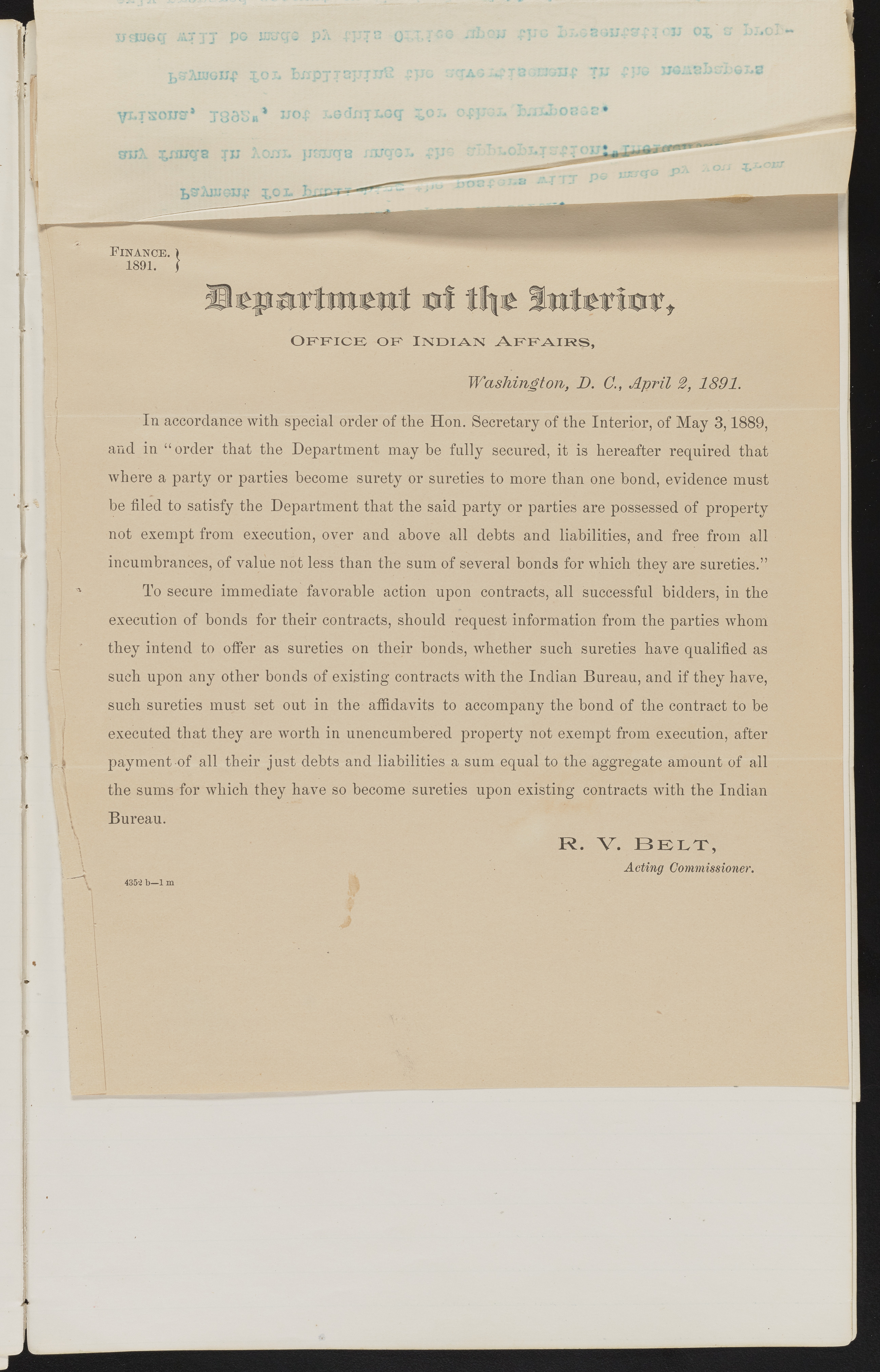 Fort Mojave Industrial School correspondence and a blueprint design of the Fort Mojave Pump Station, Washington (D.C.), 1891-1893, snv002595-14