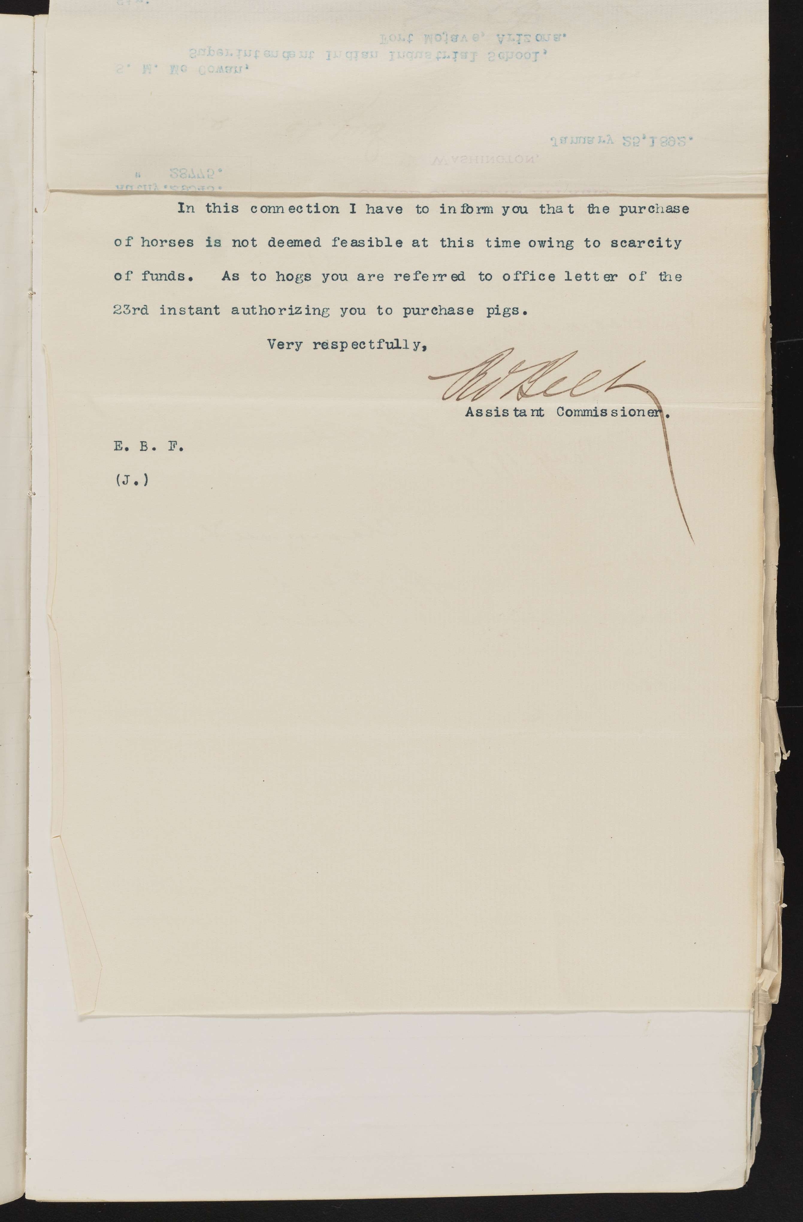 Fort Mojave Industrial School correspondence and a blueprint design of the Fort Mojave Pump Station, Washington (D.C.), 1891-1893, snv002595-23