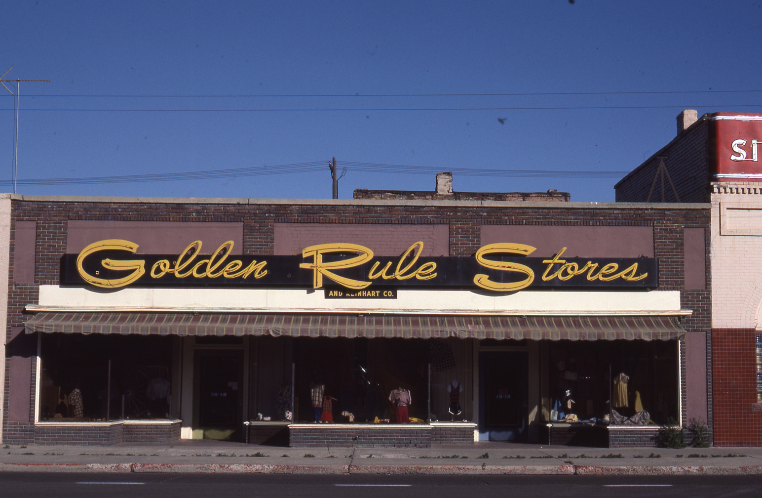 Golden Rule Stores banner sign, Elko, Nevada: photograph