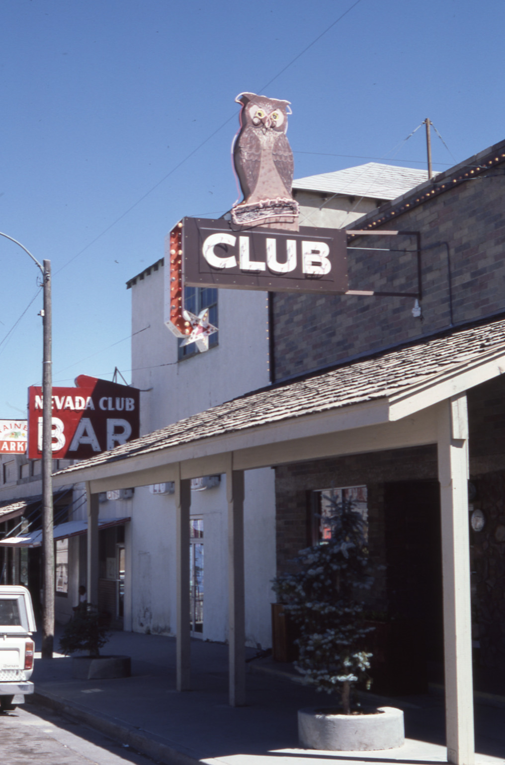 Owl Club flag mount wall sign, Eureka, Nevada: photographic print