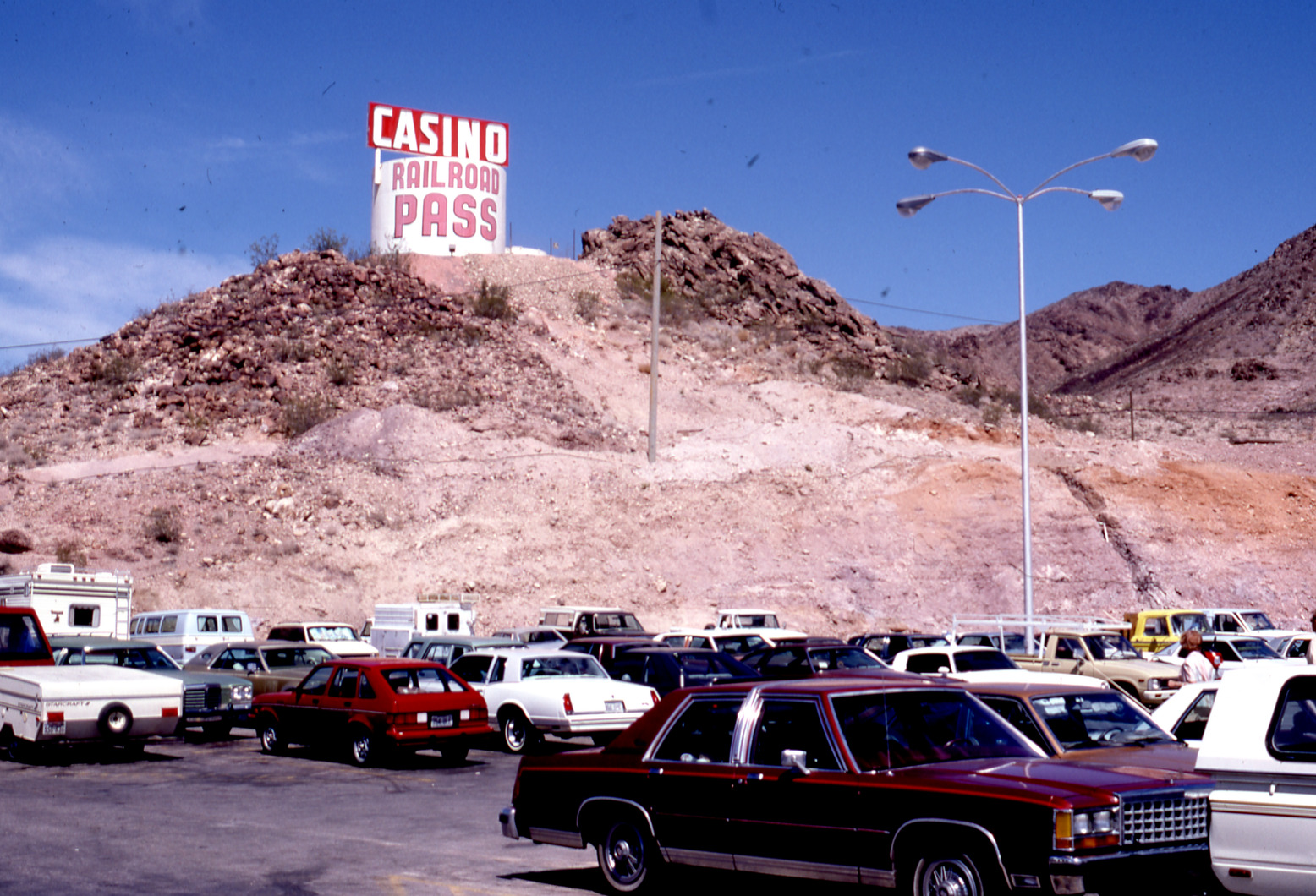 Railroad Pass Casino monument and flag mounted pylon signs, Henderson, Nevada: photographic print