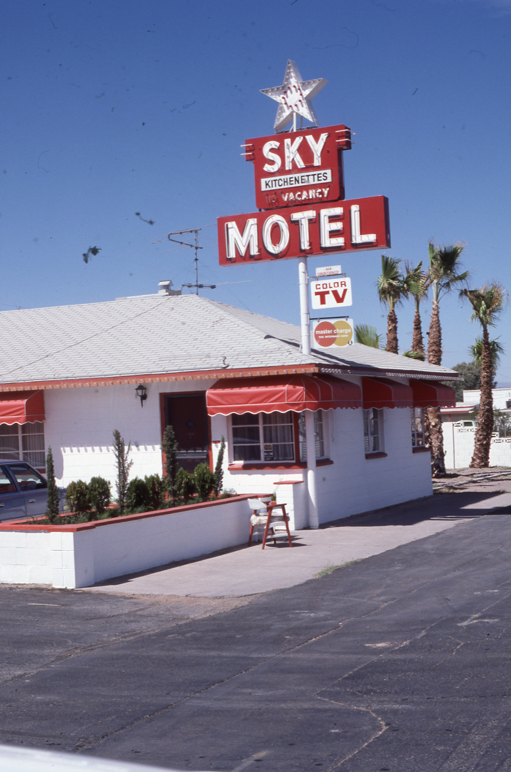 Sky Motel flag mounted pylon sign, Henderson, Nevada: photographic print