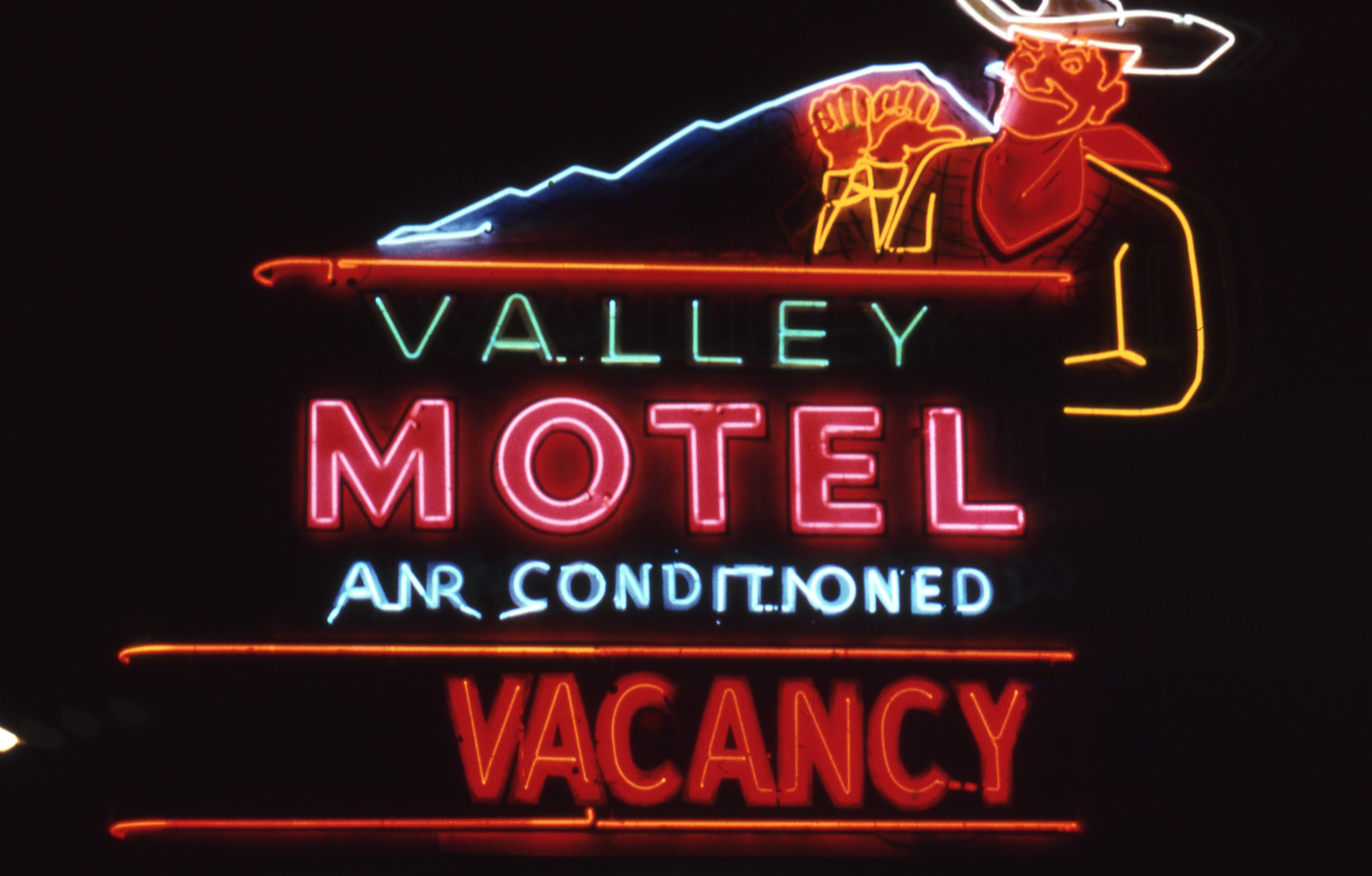 Valley Motel flag mounted pylon and marquee signs, Las Vegas, Nevada: photographic print