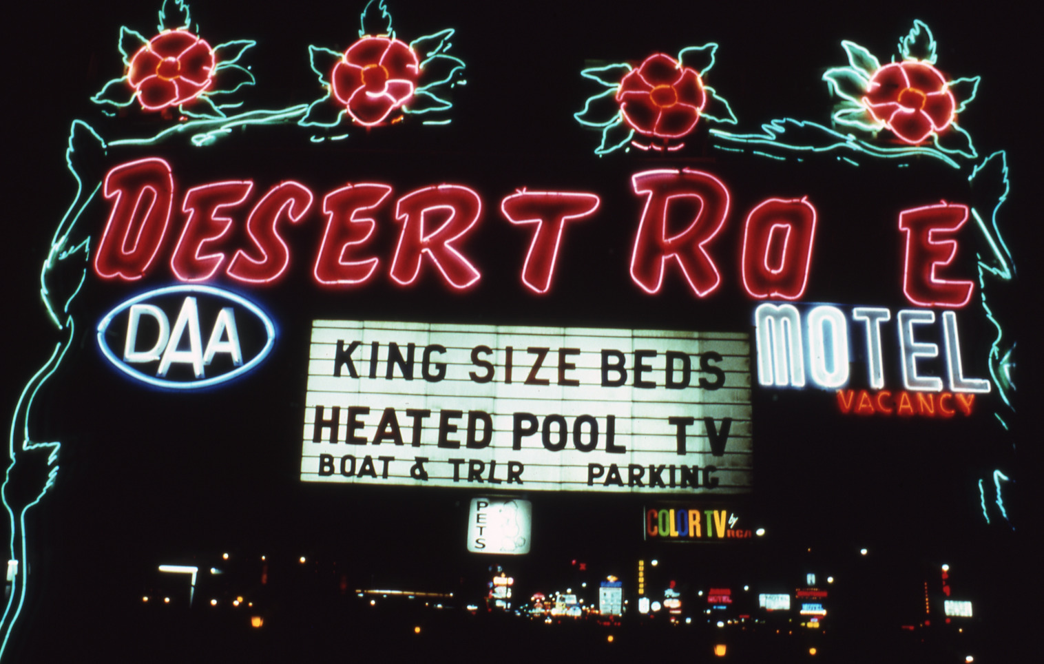 Desert Rose Motel monument and marquee signs, Las Vegas, Nevada: photographic print