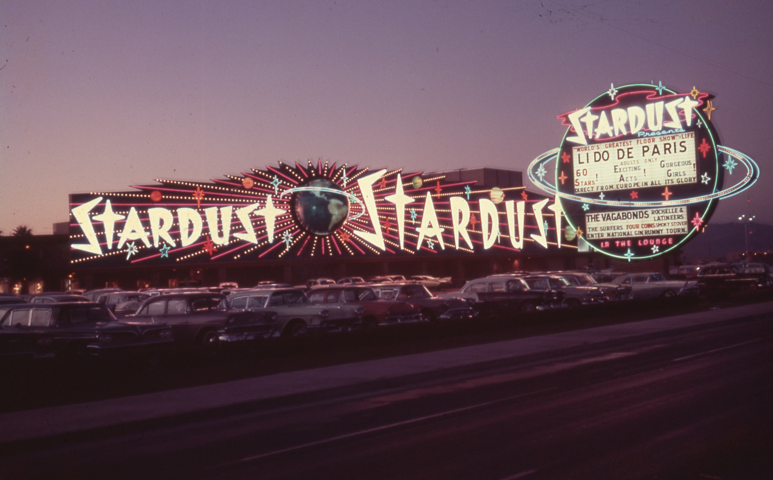Stardust Resort and Casino double mounted pylon, marquee, and wall signs, Las Vegas, Nevada: photographic print