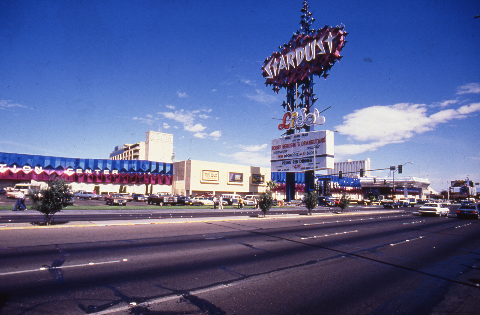 Stardust Resort and Casino double mounted pylon, marquee, and wall signs, Las Vegas, Nevada: photographic print