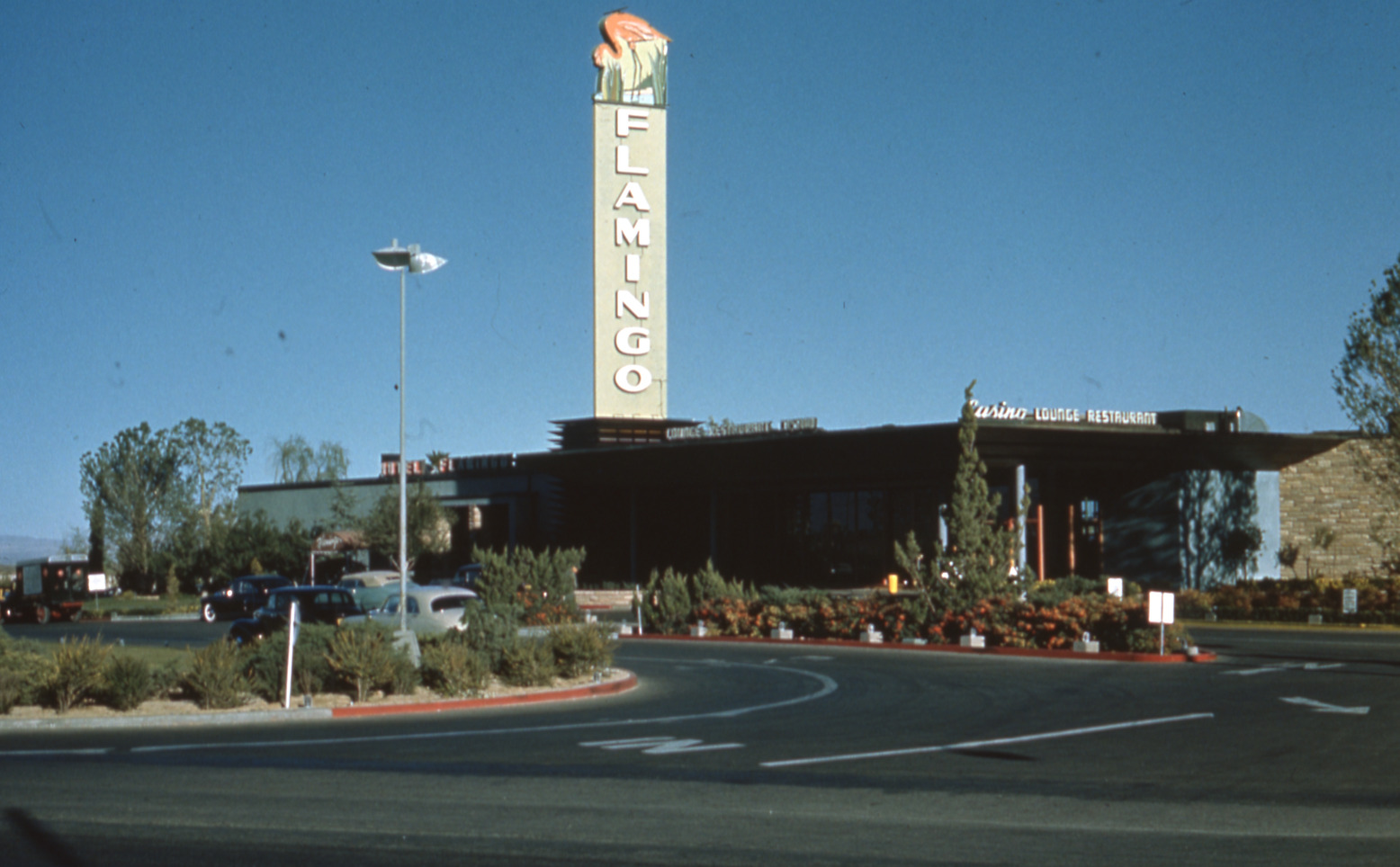 The Flamingo Hilton Hotel & Casino lettering, marquee, roof mounted, and wall signs, Las Vegas, Nevada: photographic print
