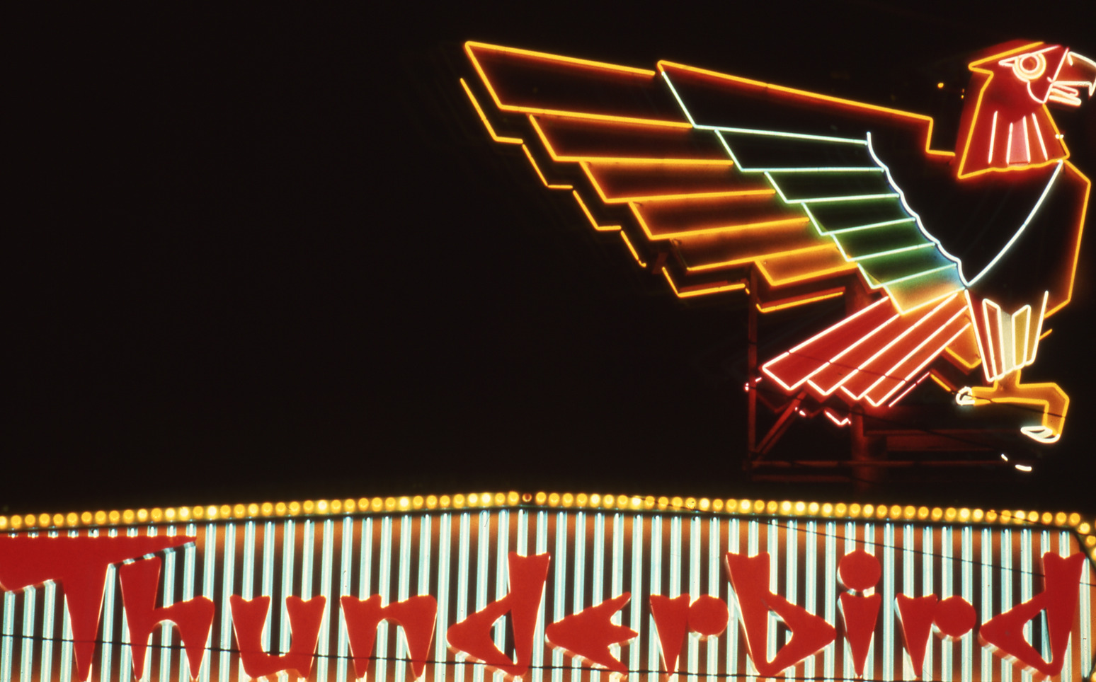 Thunderbird Hotel lettering, mounted pylon, and marquee signs, Las Vegas, Nevada: photographic print
