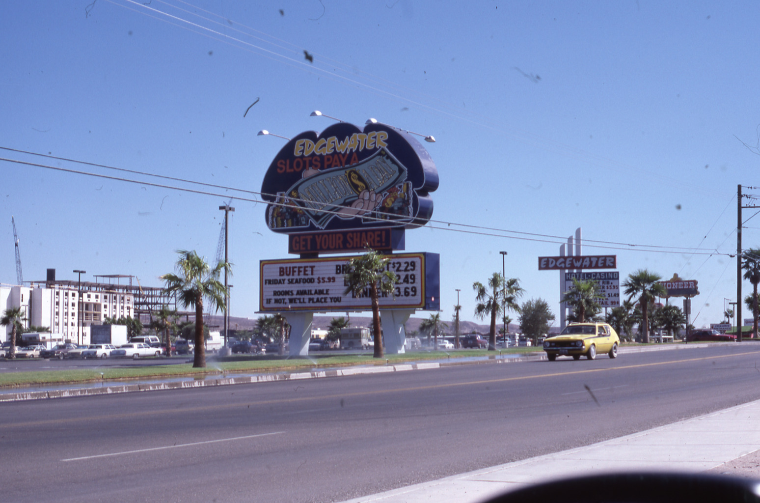 Edgewater Casino Resort double mounted pylon sign, Laughlin, Nevada: photographic print
