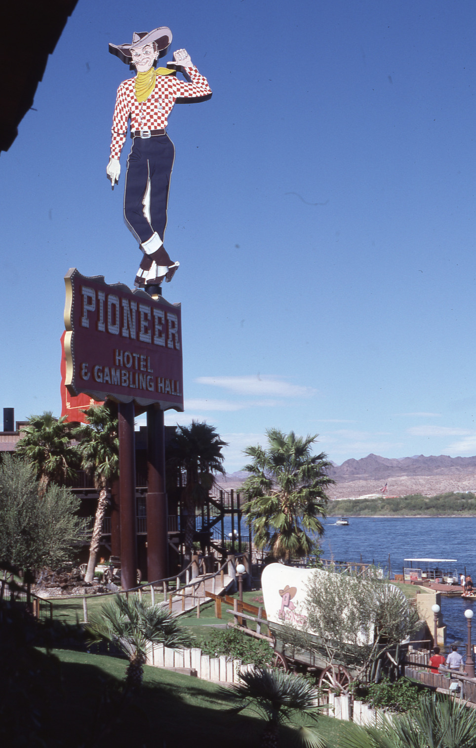 Pioneer Hotel and Gambling Hall double mounted pylon sign, Laughlin, Nevada: photographic print