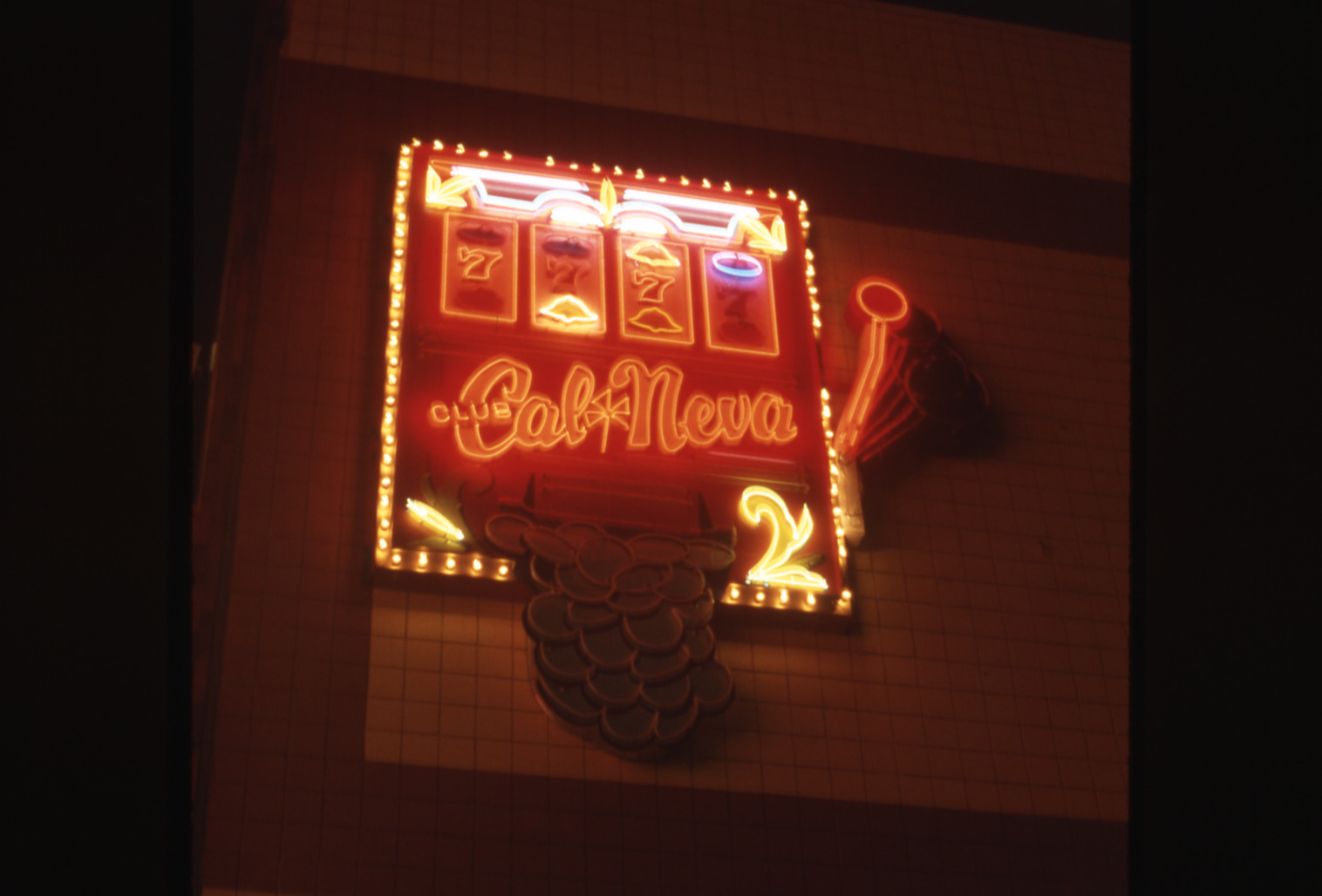 Club Cal-Neva marquee, lettering, and slot machine signs, Reno, Nevada: photographic print