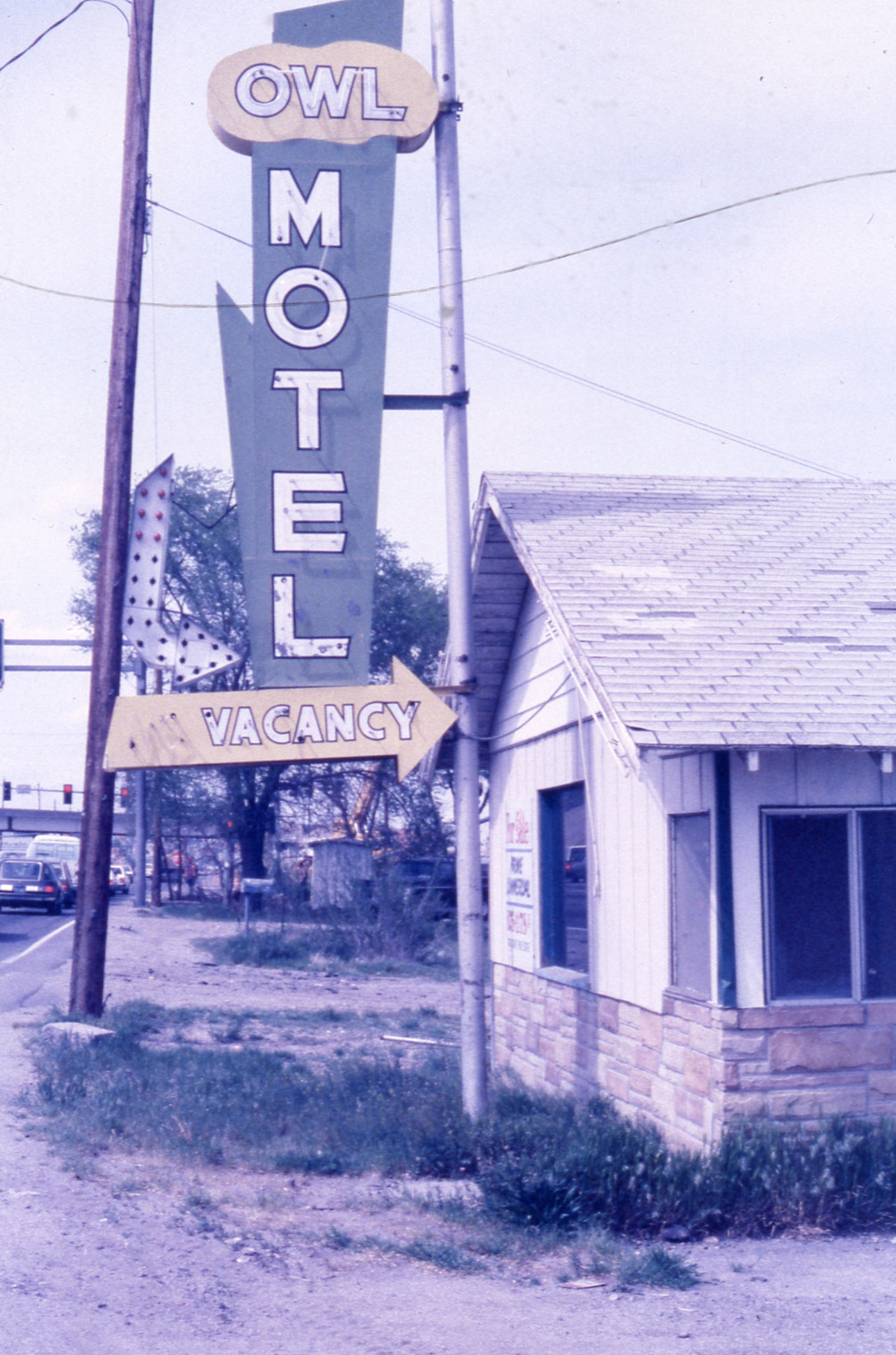 Owl Motel double mounted sign, Reno, Nevada: photographic print