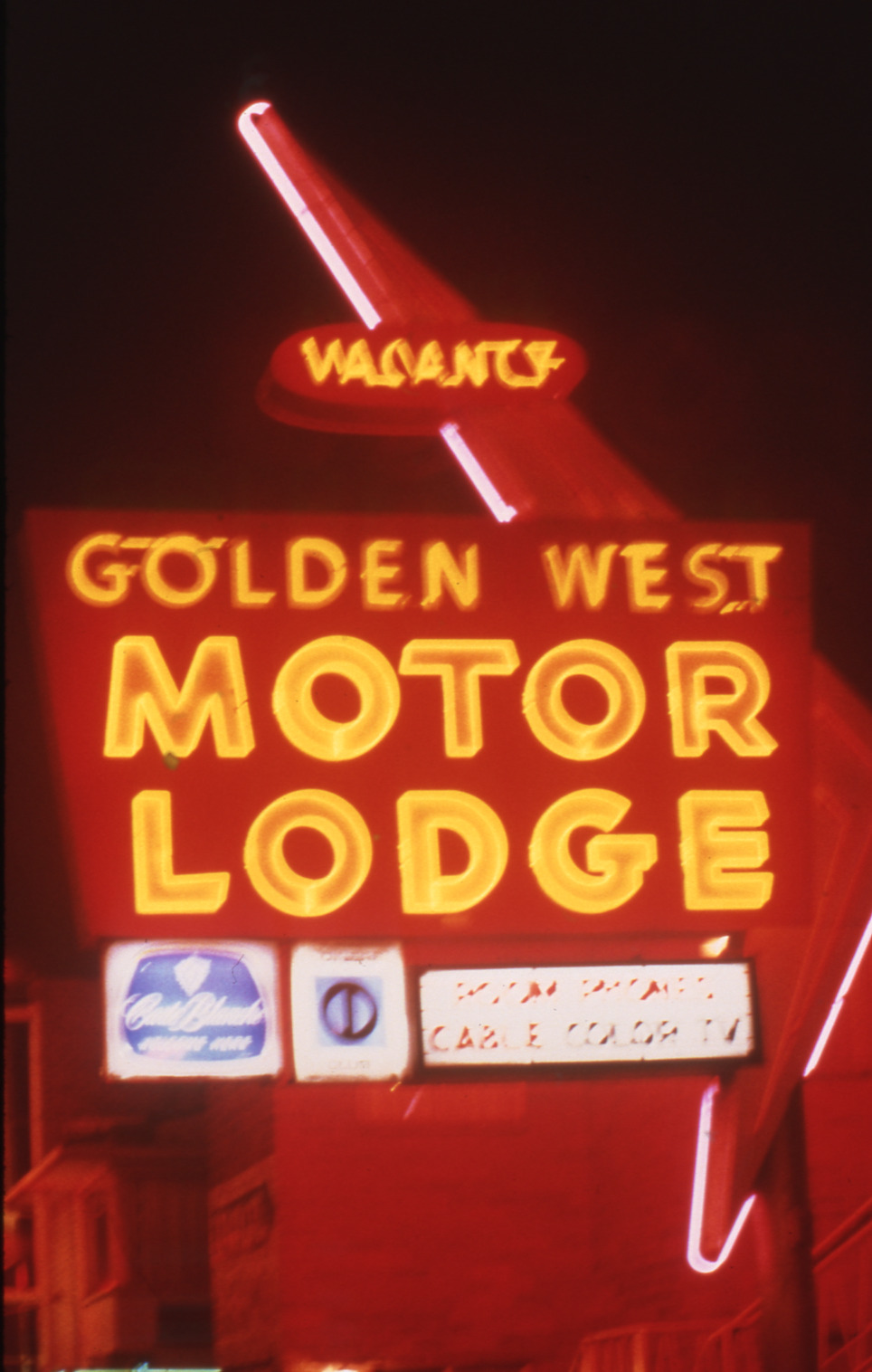 Golden West Motor Lodge mounted sign, Reno, Nevada: photographic print