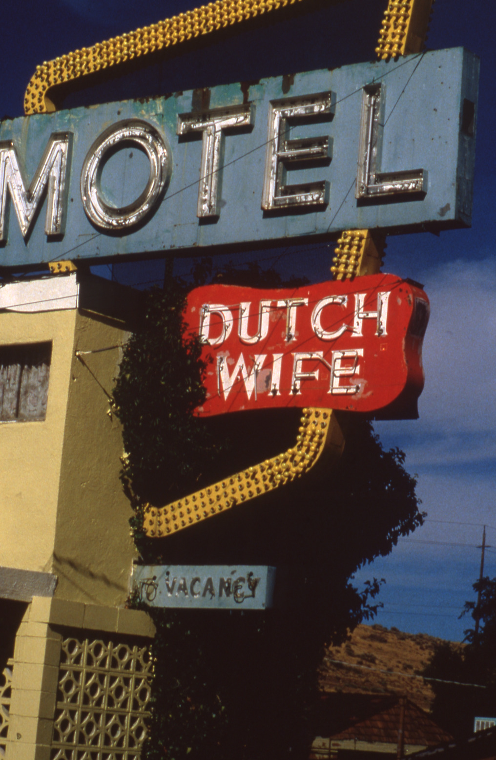 Dutch Wife Motel roof mounted sign, Reno, Nevada: photographic print