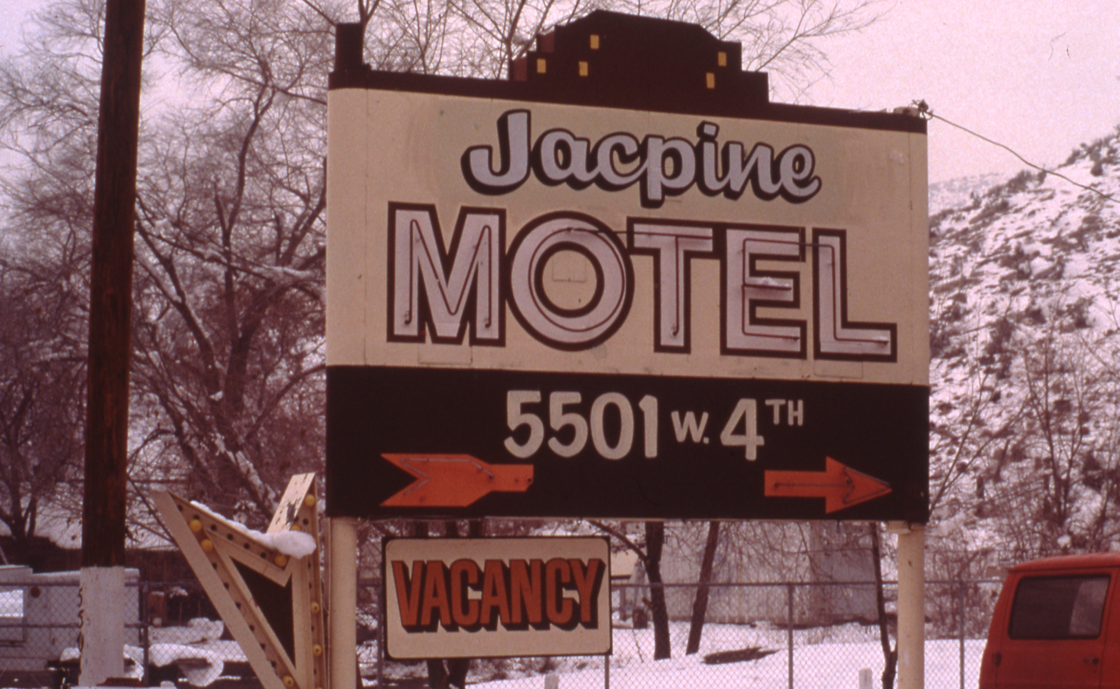 Jacpine Motel double mounted sign, Reno, Nevada: photographic print