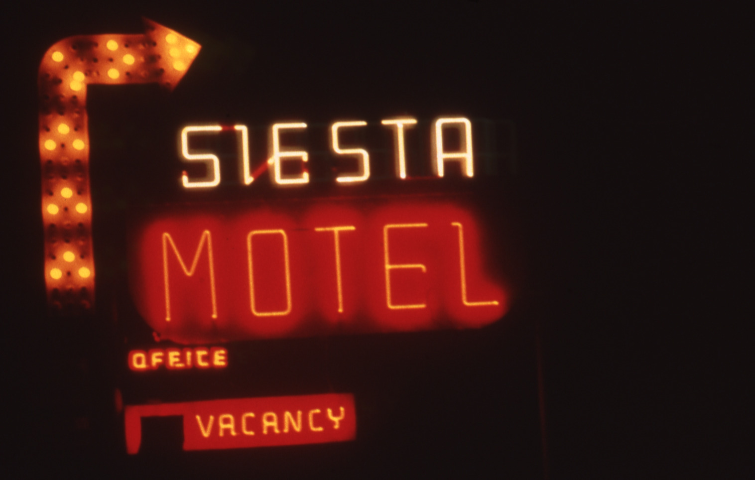 Siesta Motel doubled mounted marquee and wall signs, Reno, Nevada: photographic print