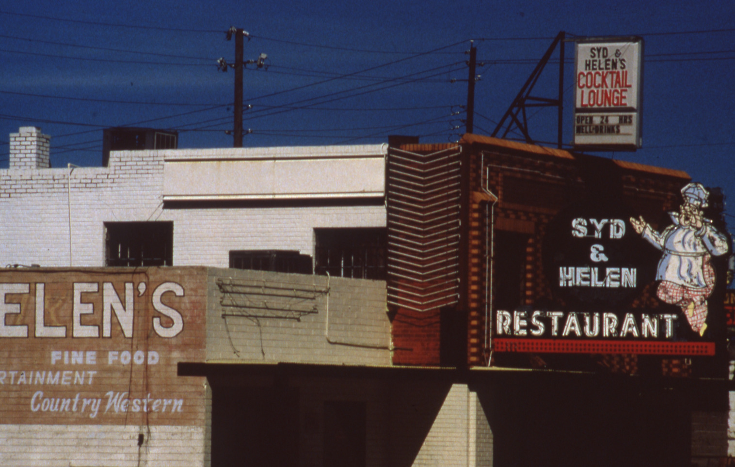 Syd and Helen's Restaurant roof mounted signs, Reno, Nevada: photographic print
