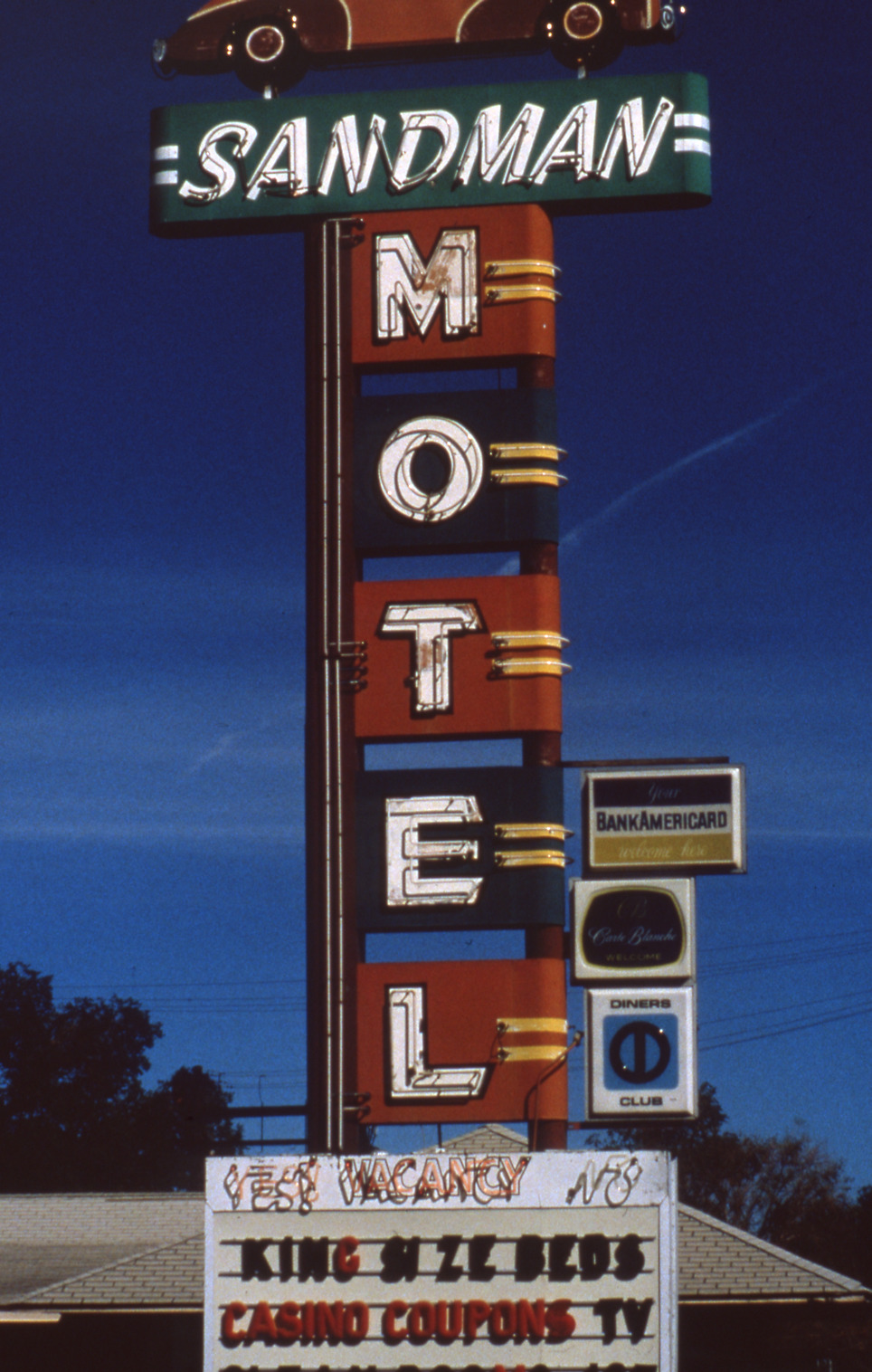 Sandman Motel marquee and mounted sign, Reno, Nevada: photographic print